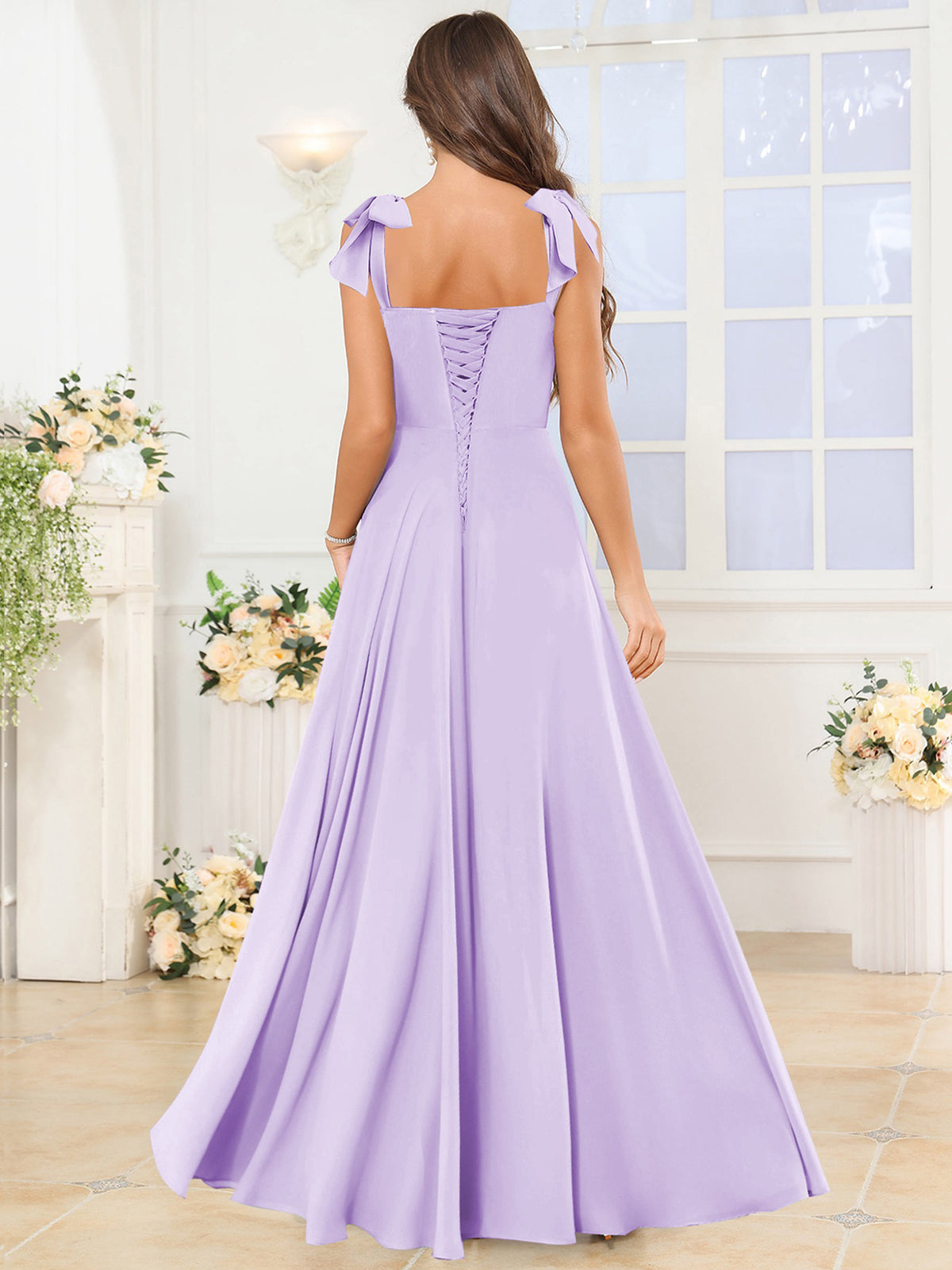 A Line Bridesmaid Dress with Slit