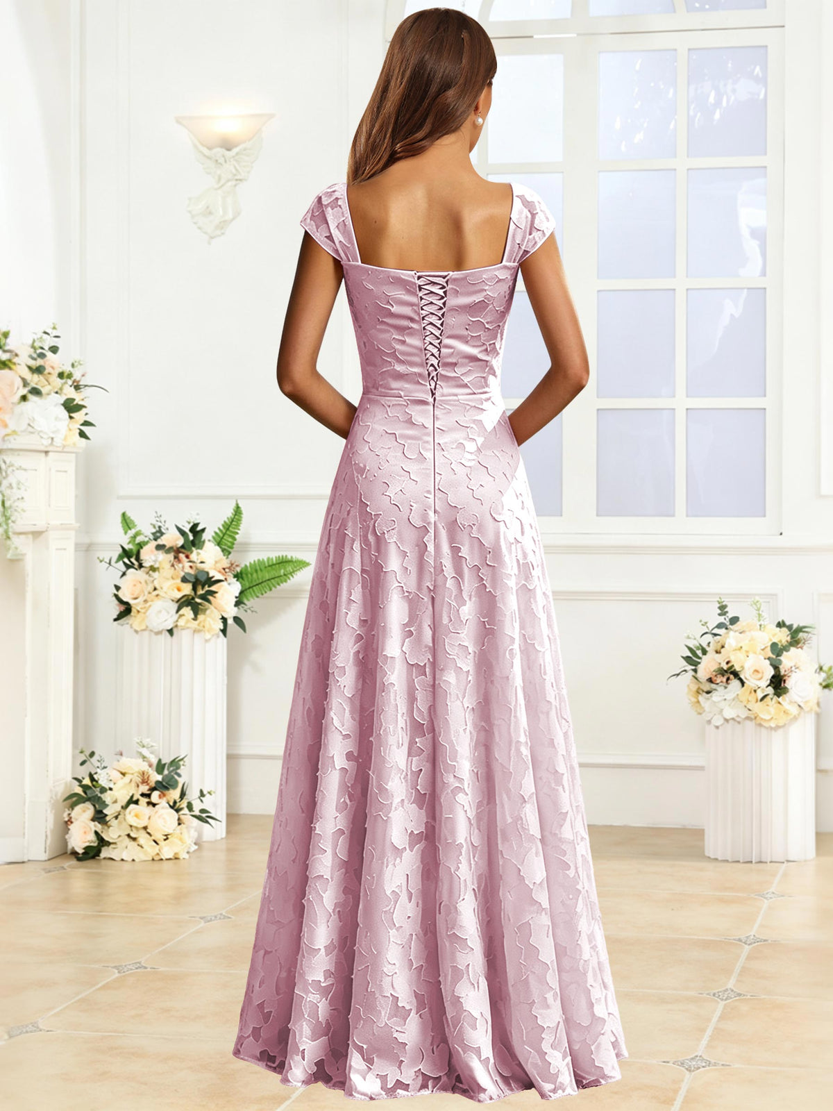 A-Line Floral Lace Bridesmaid Dress