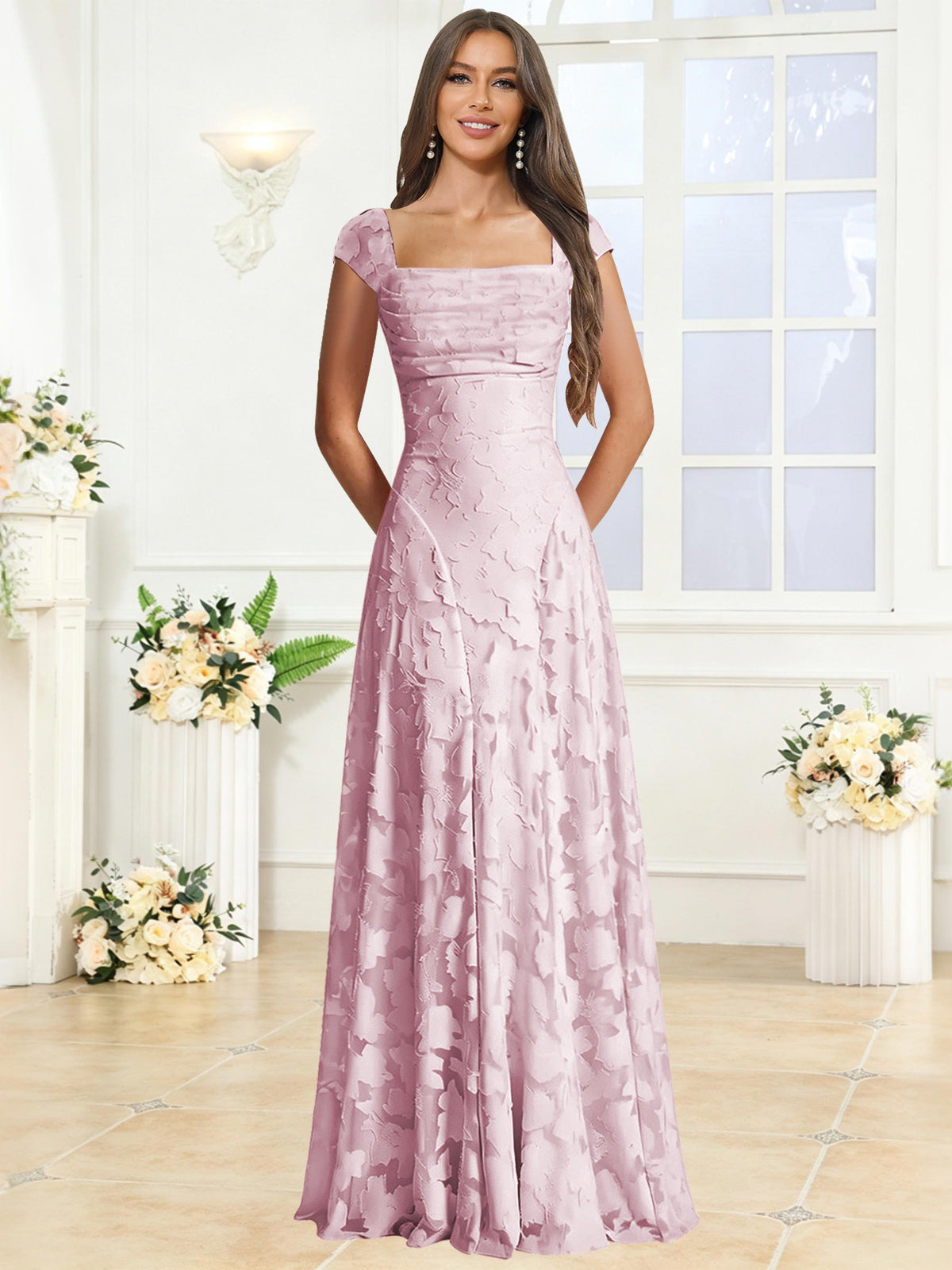 A-Line Floral Lace Bridesmaid Dress