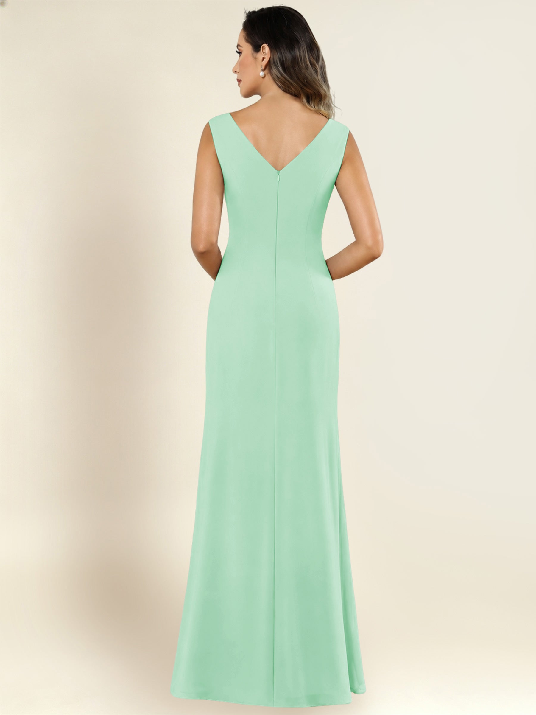 ROVDESY 2 Pieces V-Neck Sequin Chiffon Long Mother Of The Bride Dress With Long Sleeve Jacket