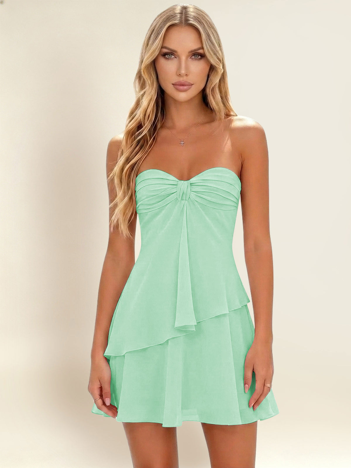 Strapless A-Line Ruffled Chiffon Homecoming Mini Dress
