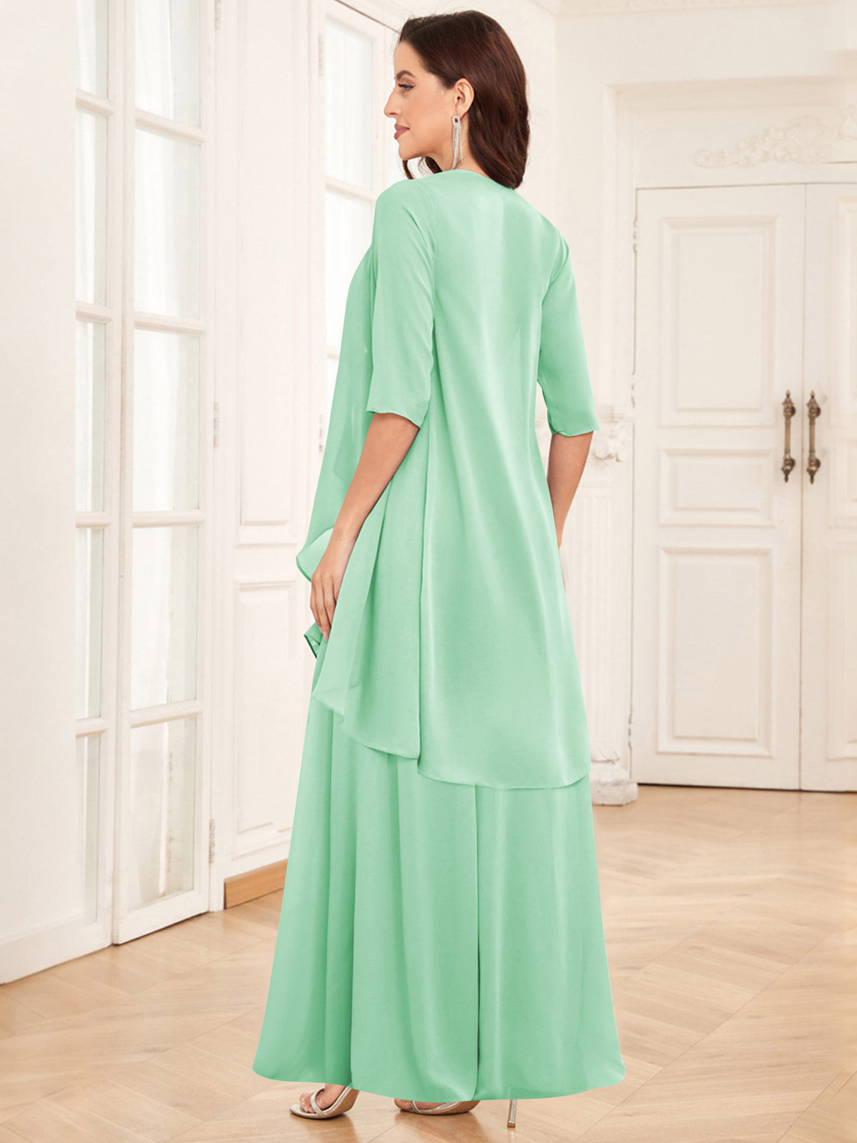2 Pieces Chiffon A Line Mother of the Bride Dress with Jacket