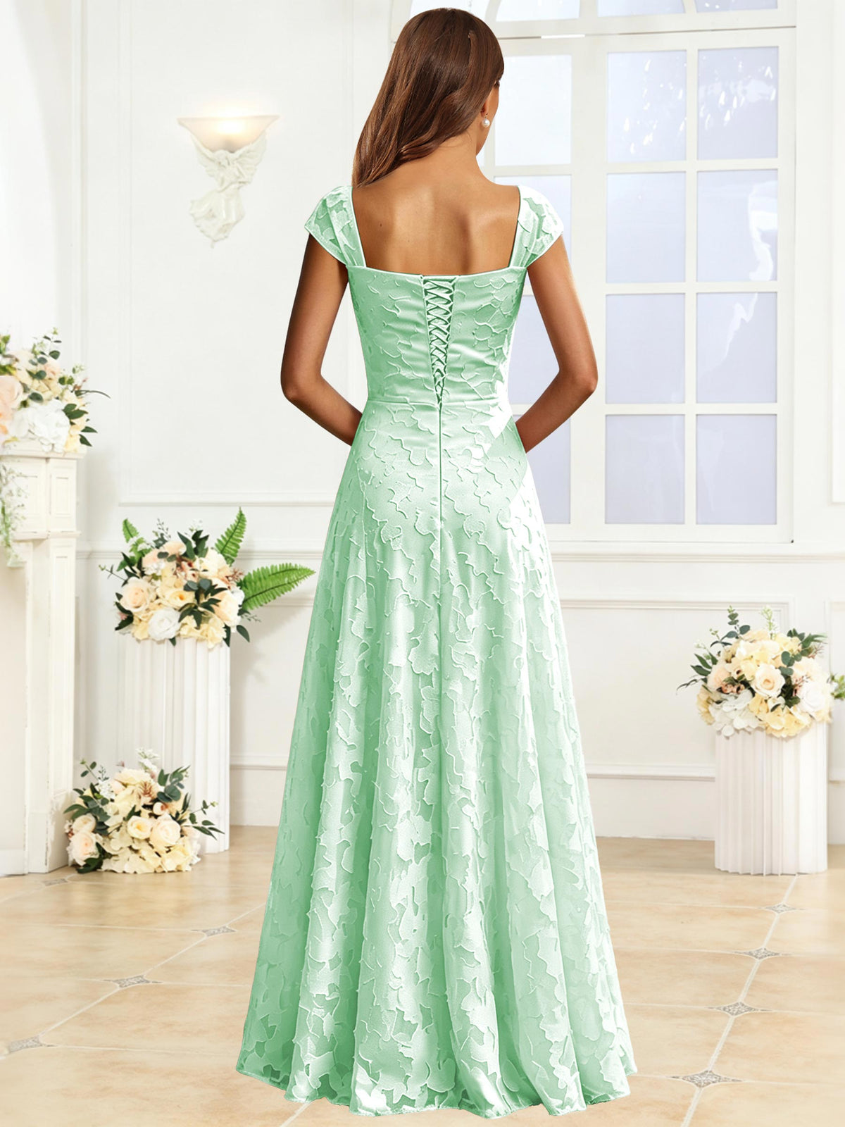 A-Line Floral Lace Bridesmaid Dress