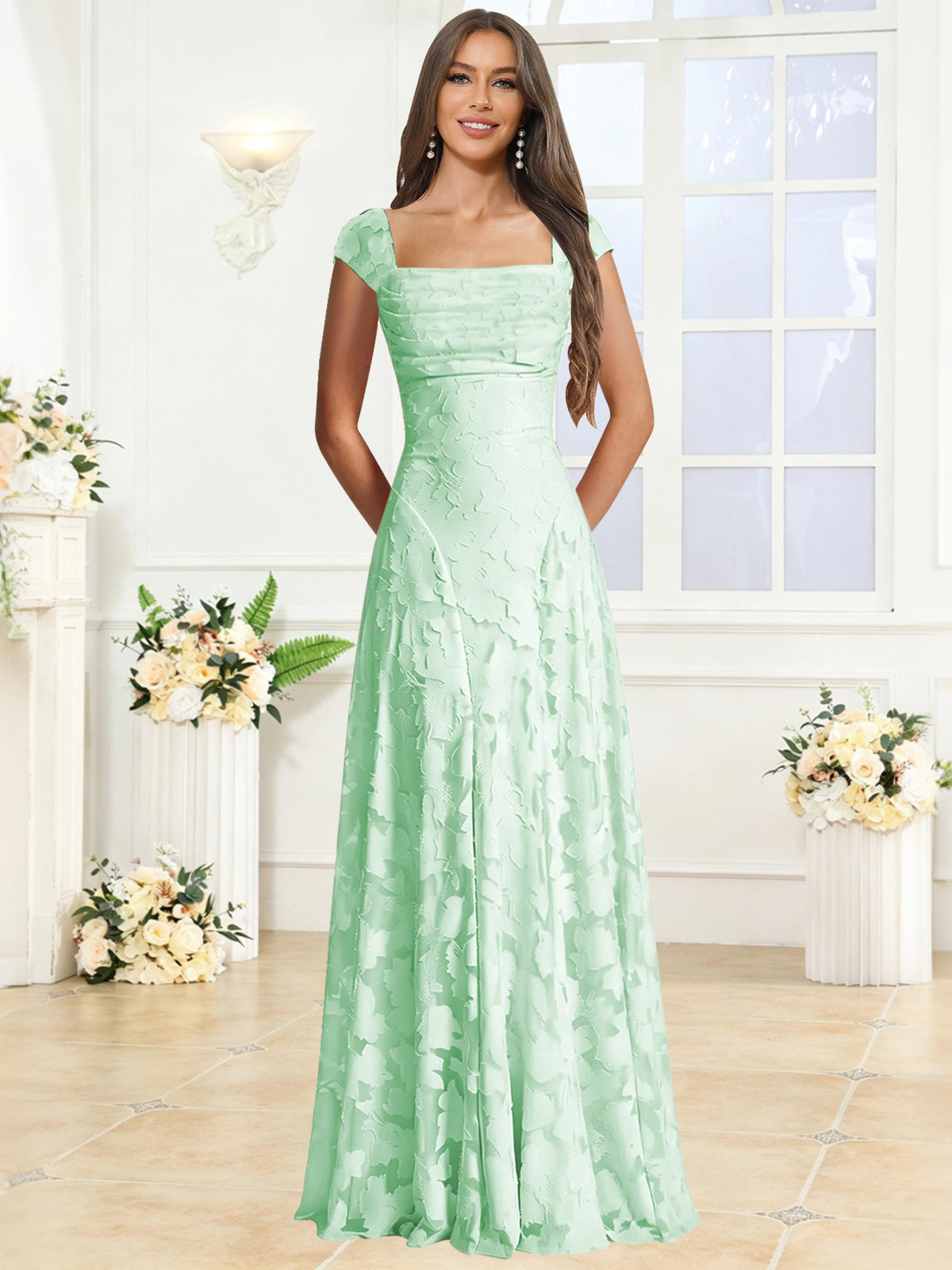 A-Line Floral Lace Bridesmaid Dress
