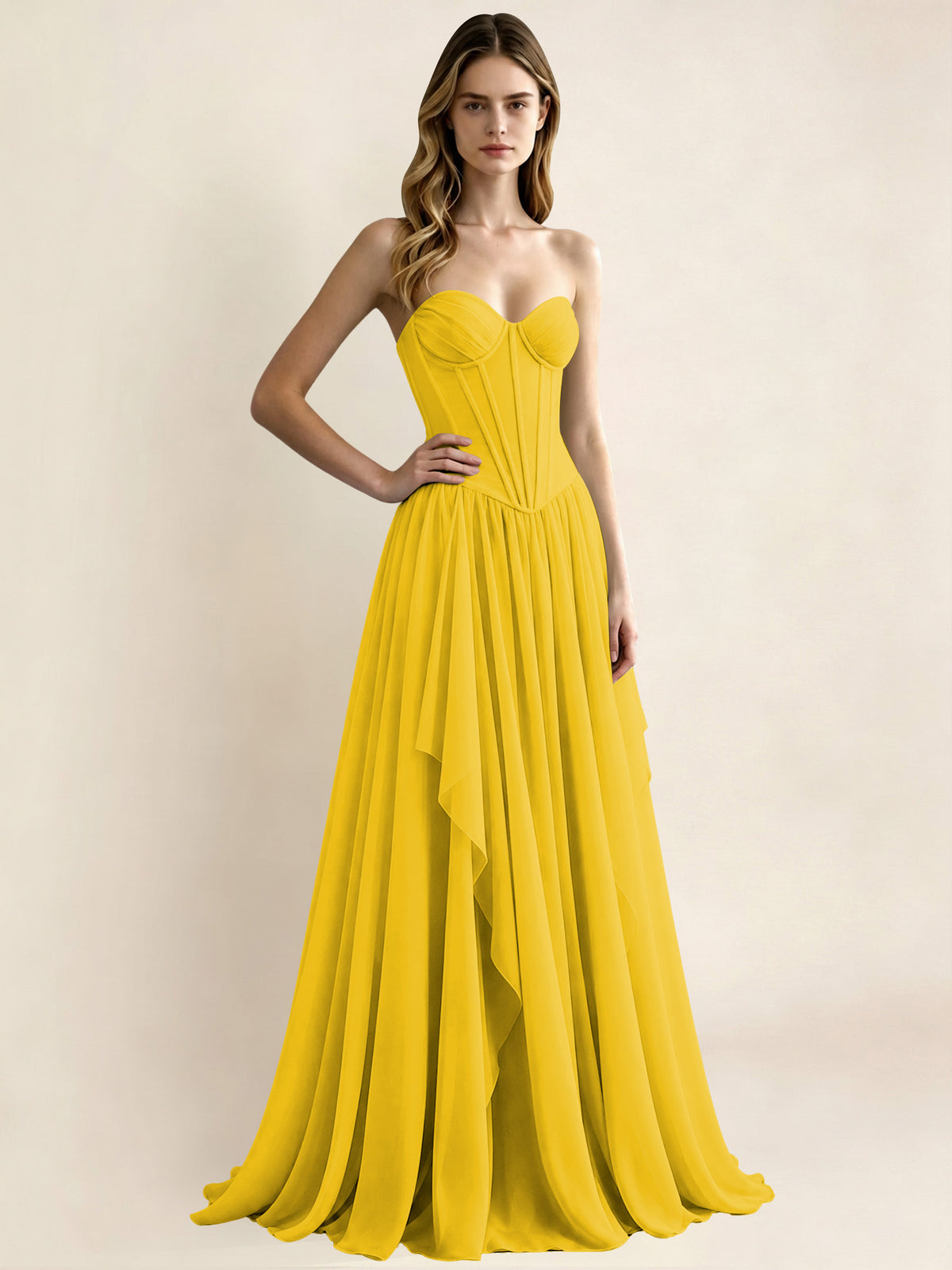 Sweetheart Chiffon Pleated A Line Bridesmaid Formal Dress