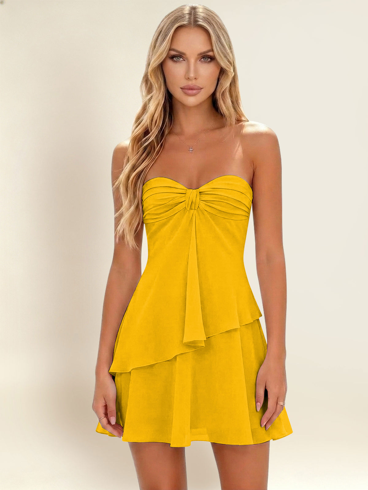 Strapless A-Line Ruffled Chiffon Homecoming Mini Dress