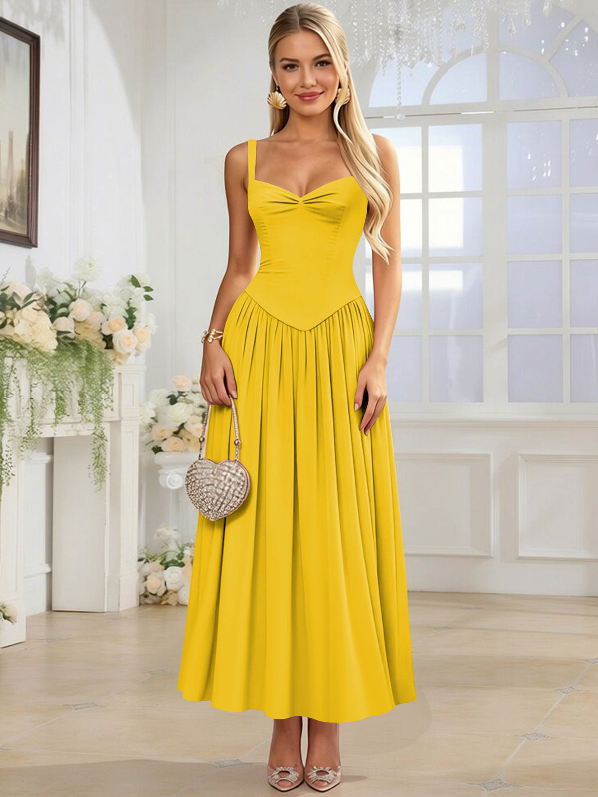 Spaghetti Strap Chiffon Ruched A Line Bridesmaid Dress
