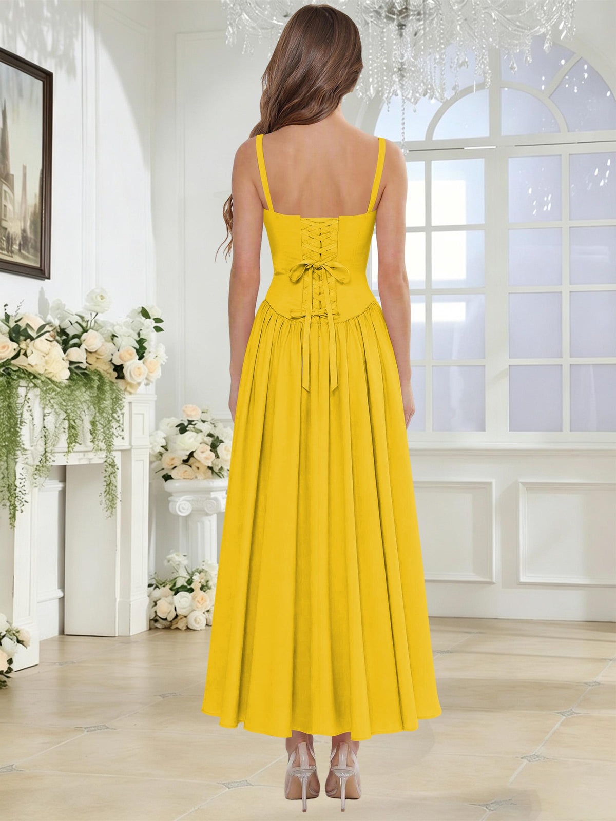 Spaghetti Strap Chiffon Ruched A Line Bridesmaid Dress
