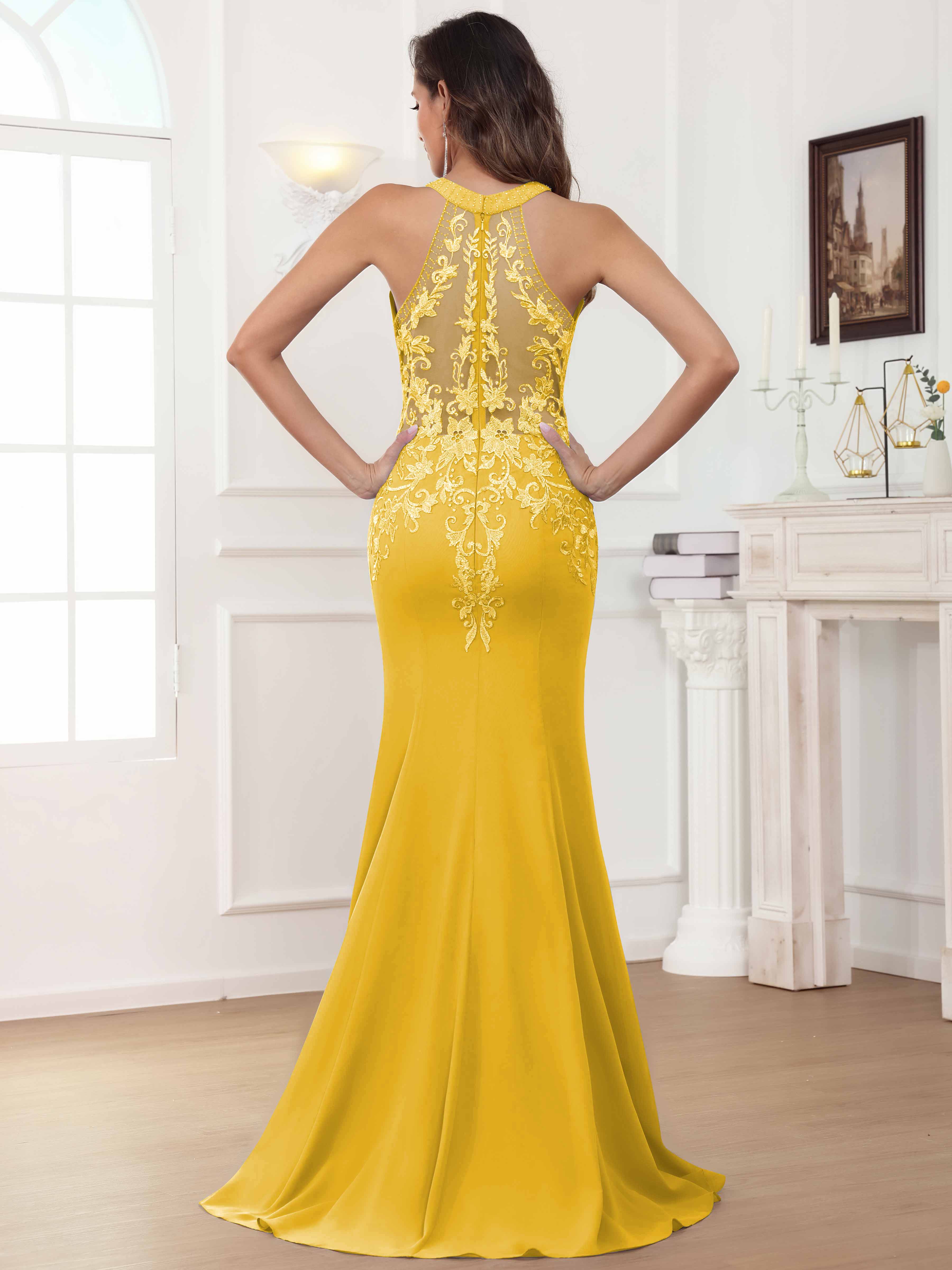 ROVDESY Halter Mermaid Lace Mother Of The Bride Dress With Jacket