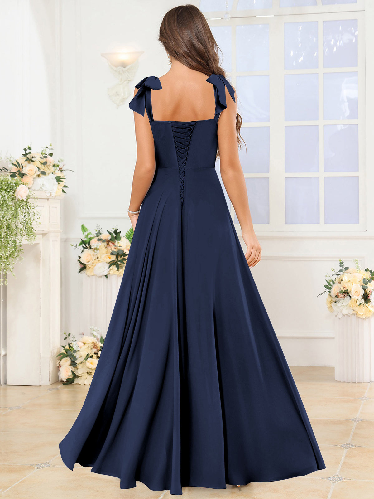 A Line Bridesmaid Dress with Slit