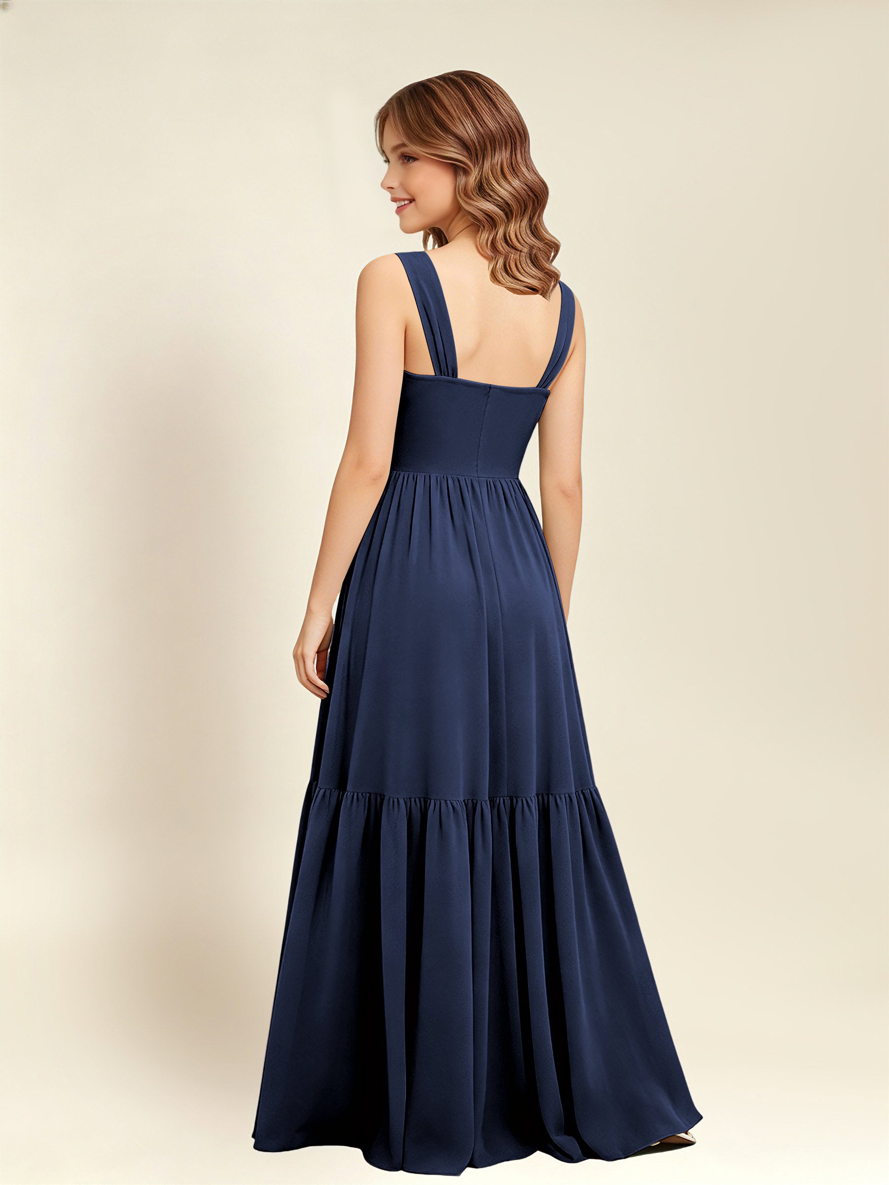 ROVDESY A-Line Square Neck Chiffon  Junior Bridesmaid Dress