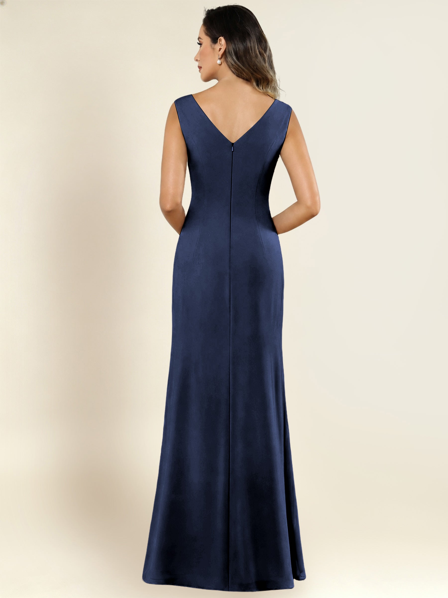 ROVDESY 2 Pieces V-Neck Sequin Chiffon Long Mother Of The Bride Dress With Long Sleeve Jacket