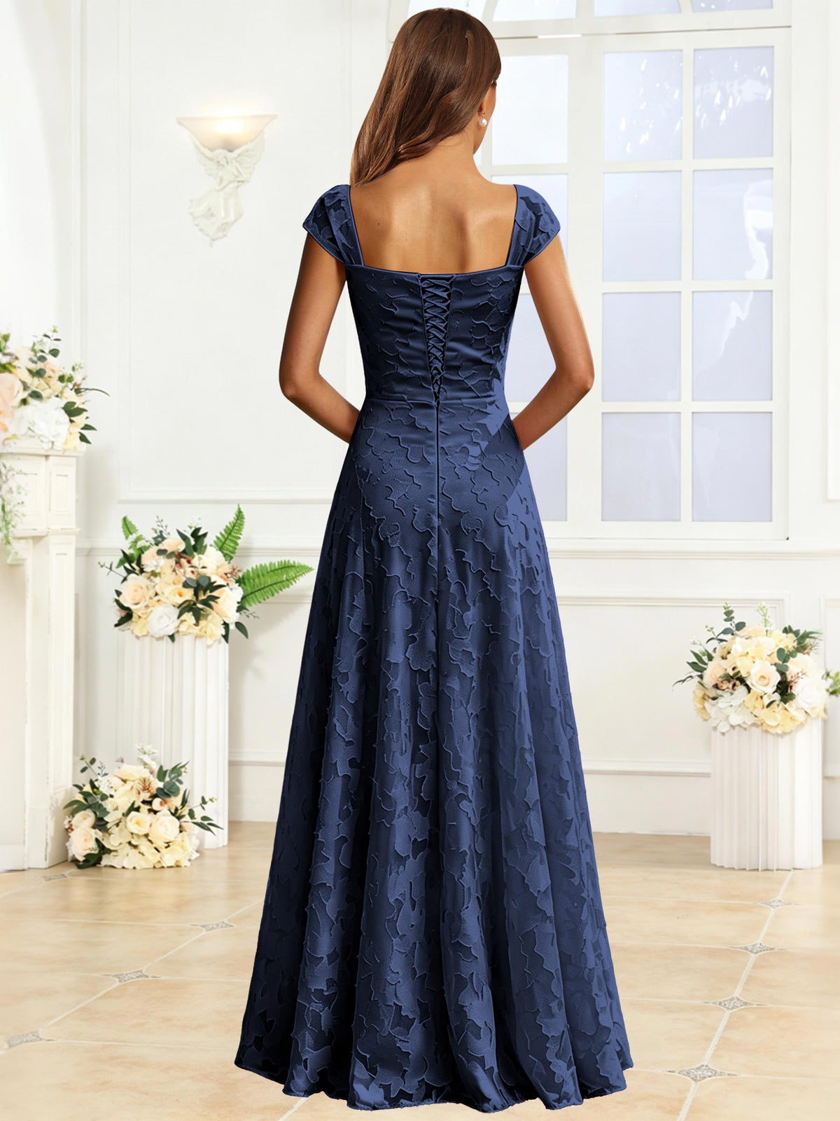 A-Line Floral Lace Bridesmaid Dress