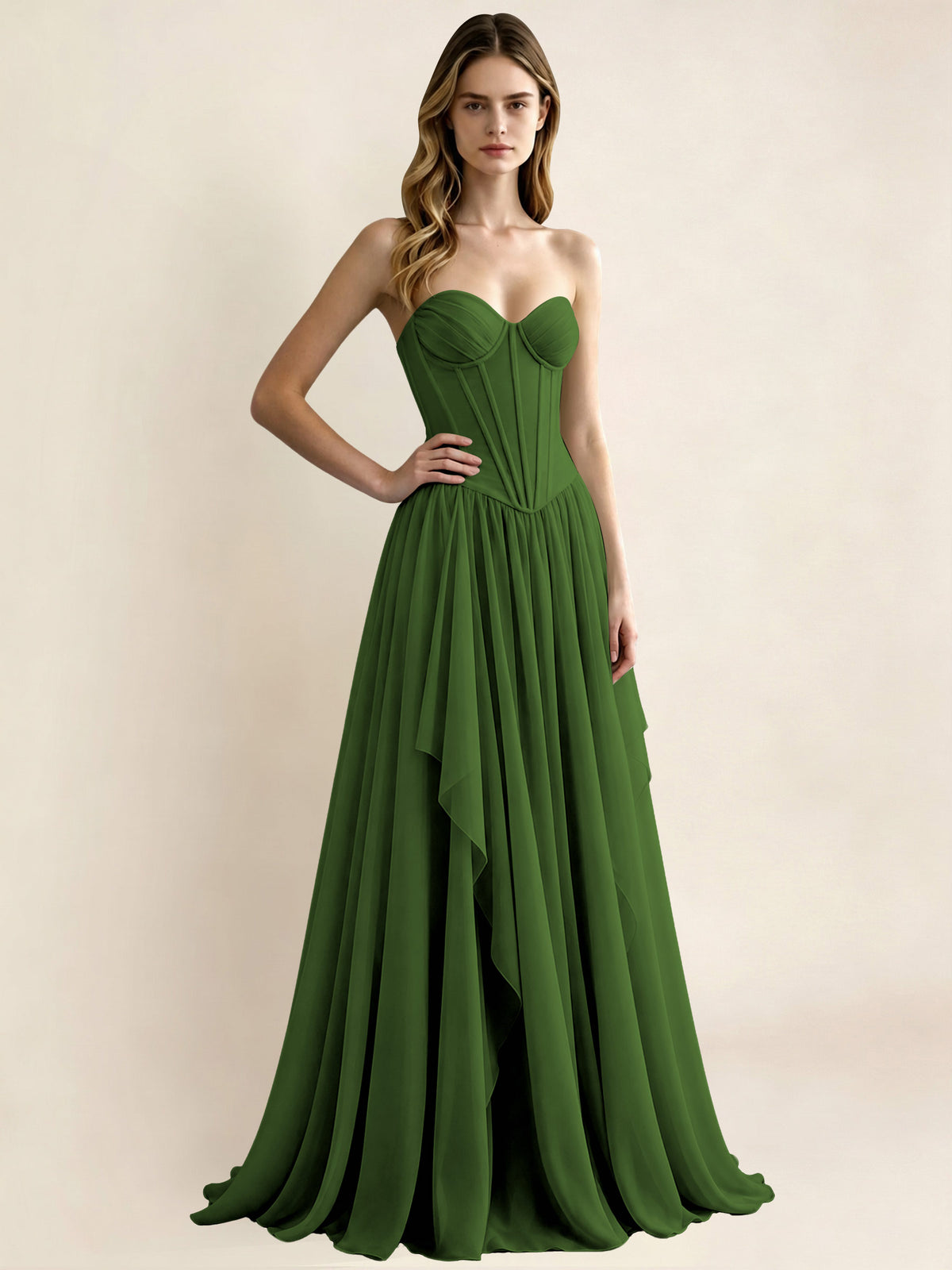 Sweetheart Chiffon Pleated A Line Bridesmaid Formal Dress