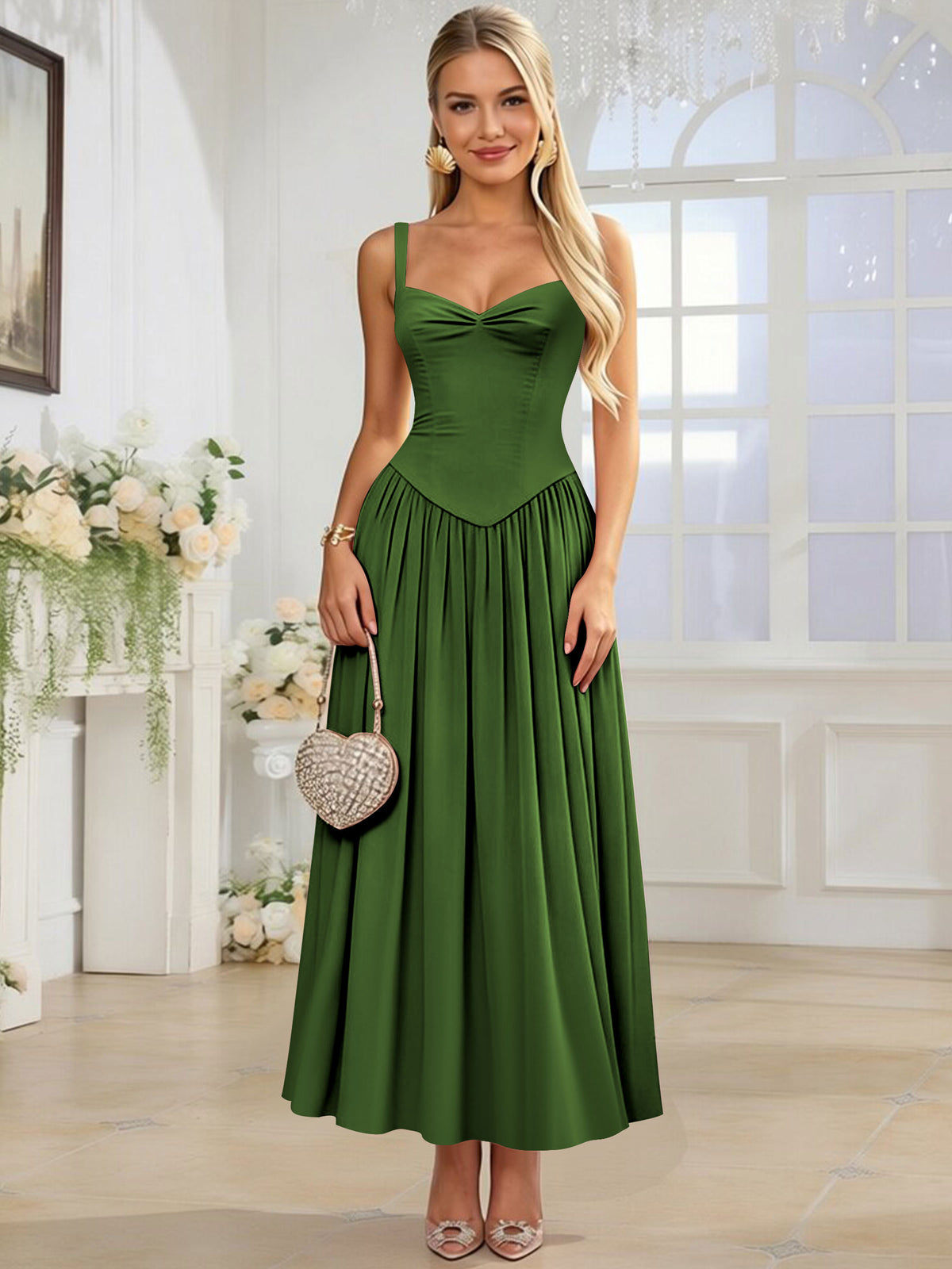 Spaghetti Strap Chiffon Ruched A Line Bridesmaid Dress
