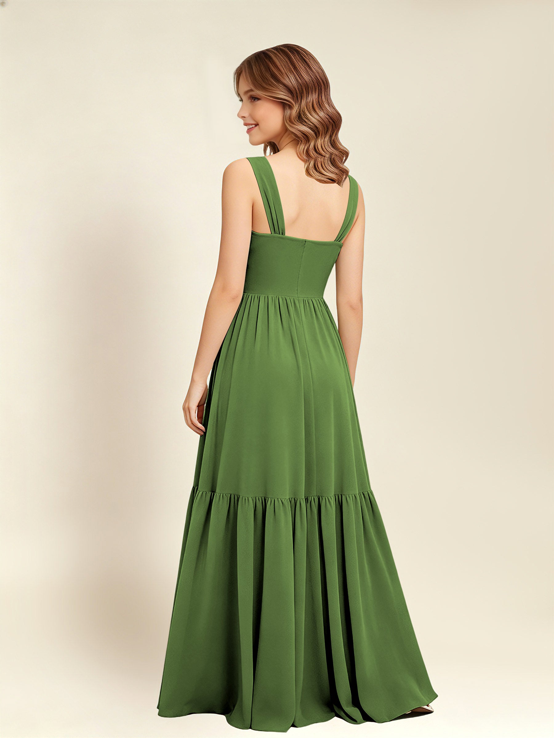 ROVDESY A-Line Square Neck Chiffon  Junior Bridesmaid Dress