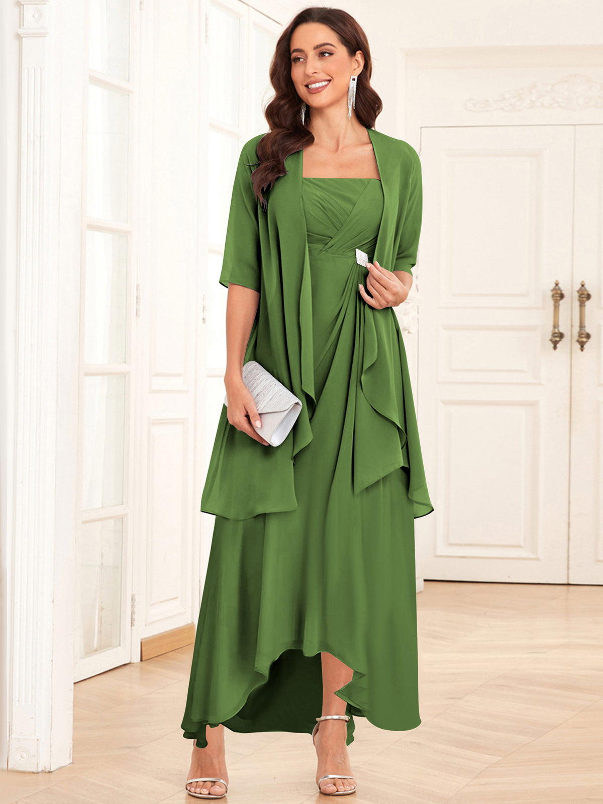 2 Pieces Chiffon A Line Mother of the Bride Dress with Jacket