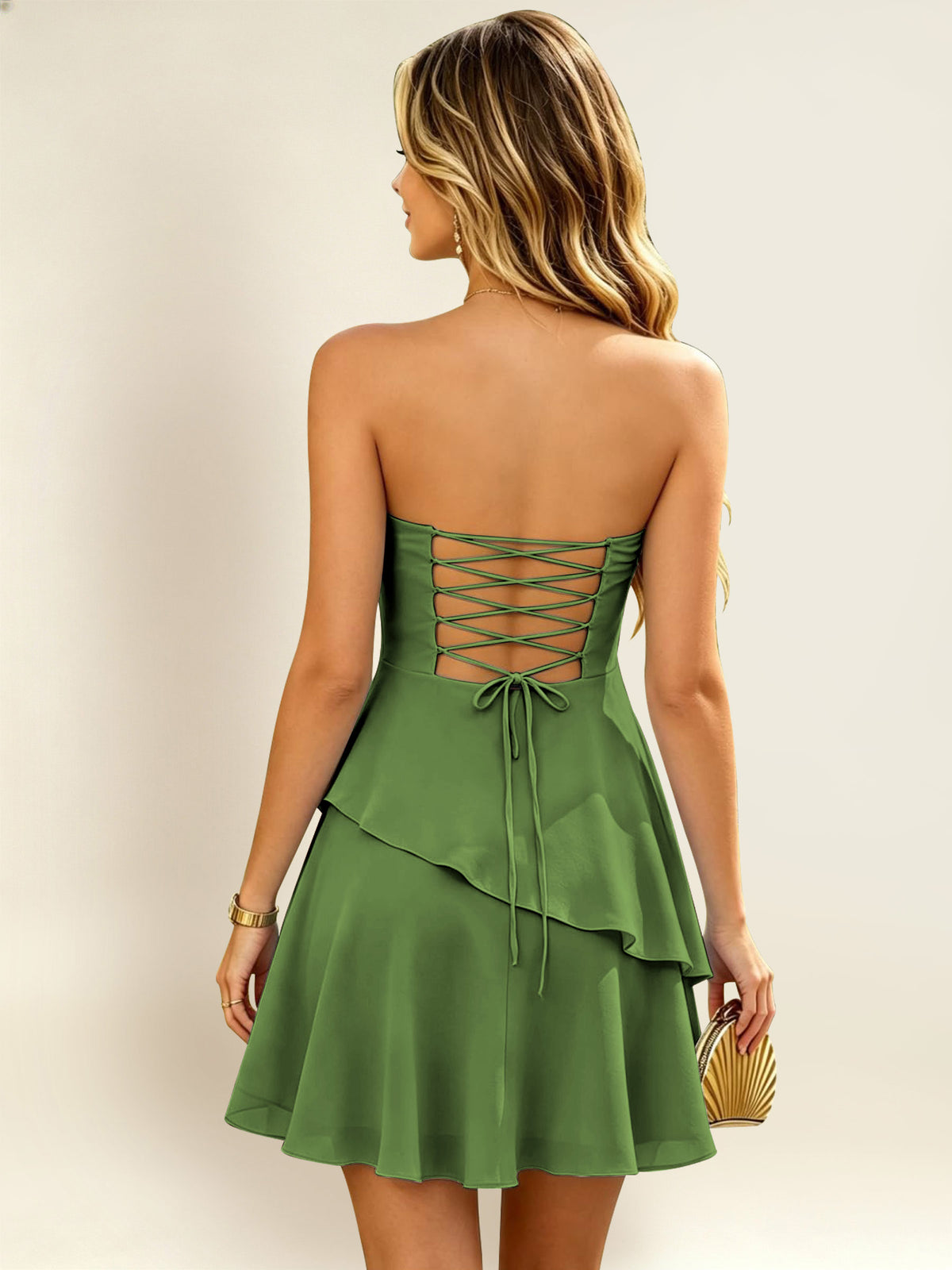 Strapless A-Line Ruffled Chiffon Homecoming Mini Dress
