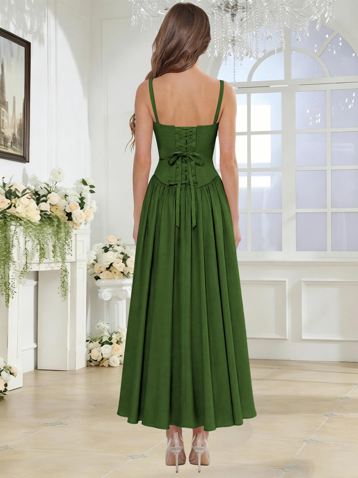Spaghetti Strap Chiffon Ruched A Line Bridesmaid Dress
