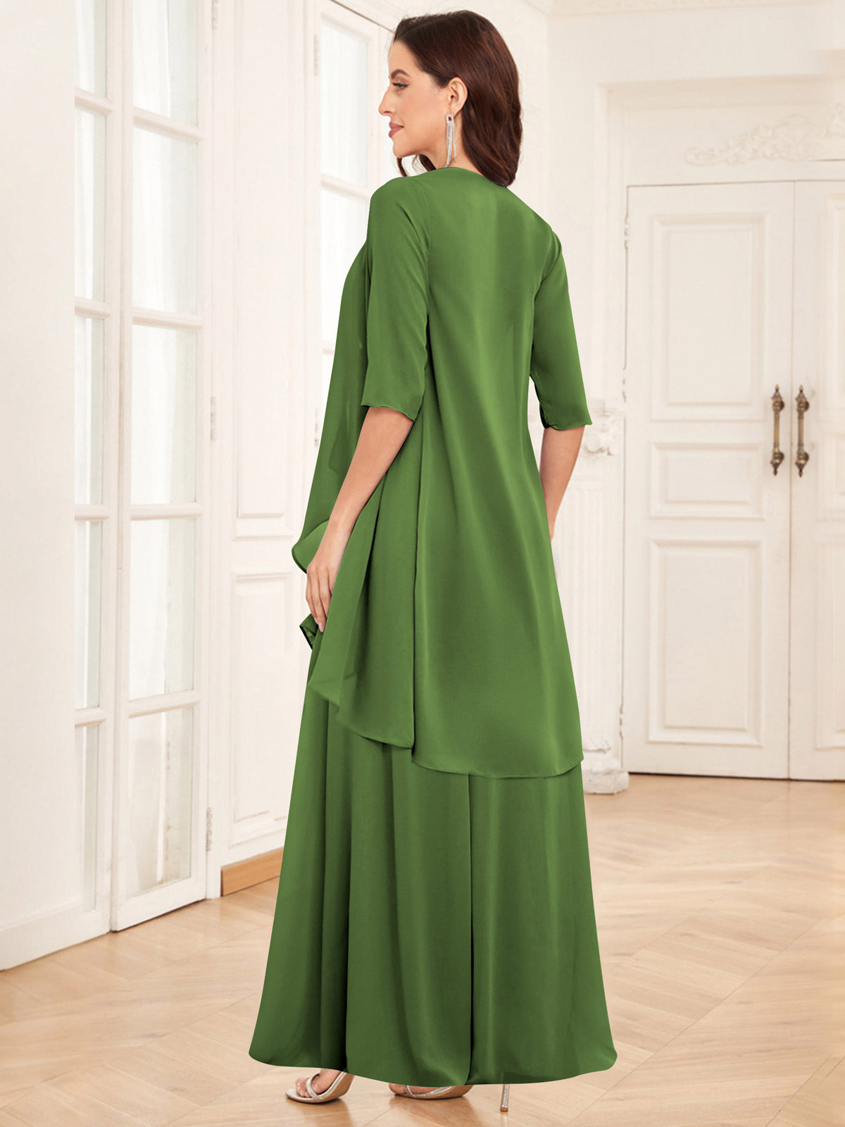 2 Pieces Chiffon A Line Mother of the Bride Dress with Jacket