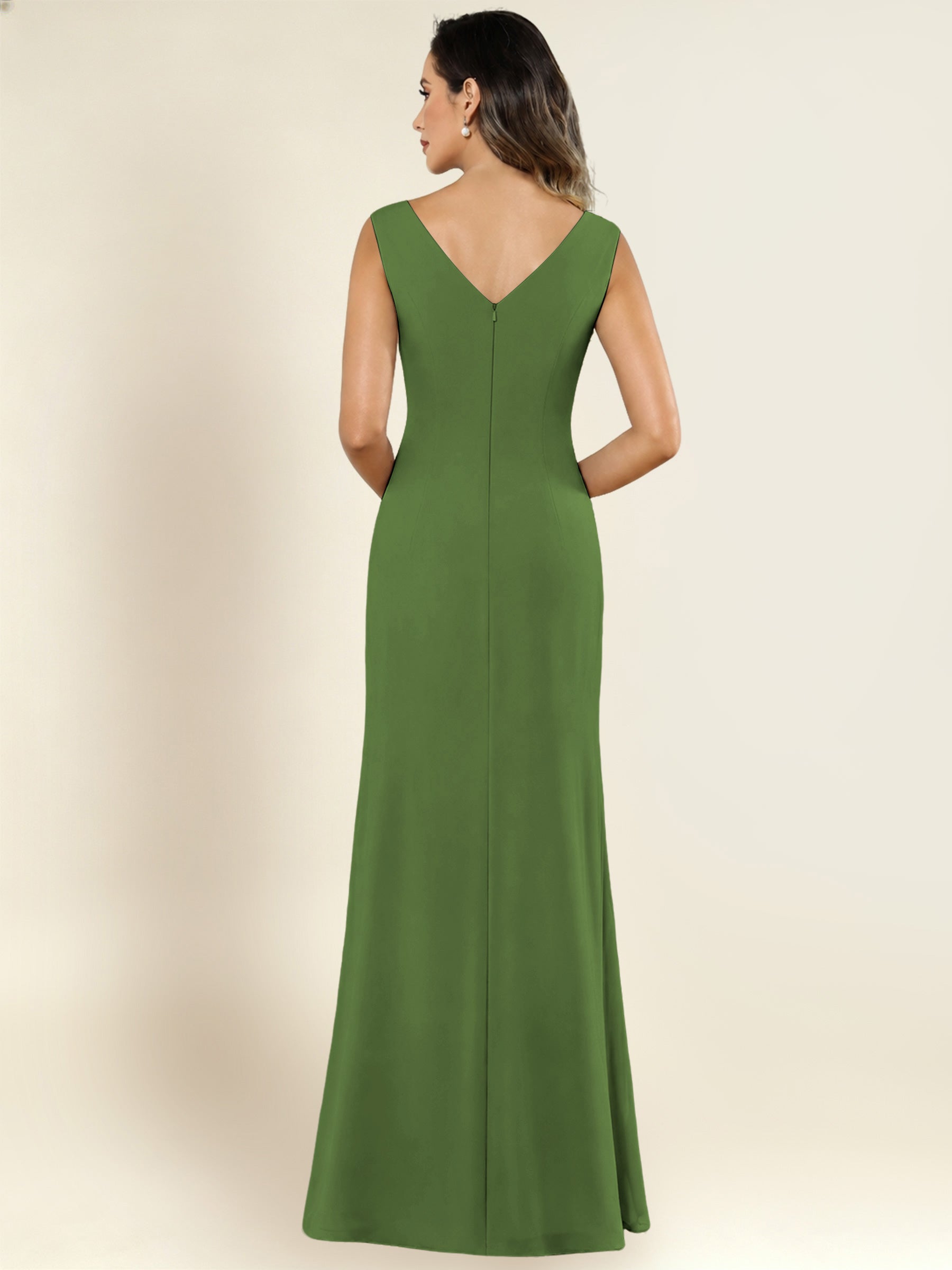 ROVDESY 2 Pieces V-Neck Sequin Chiffon Long Mother Of The Bride Dress With Long Sleeve Jacket