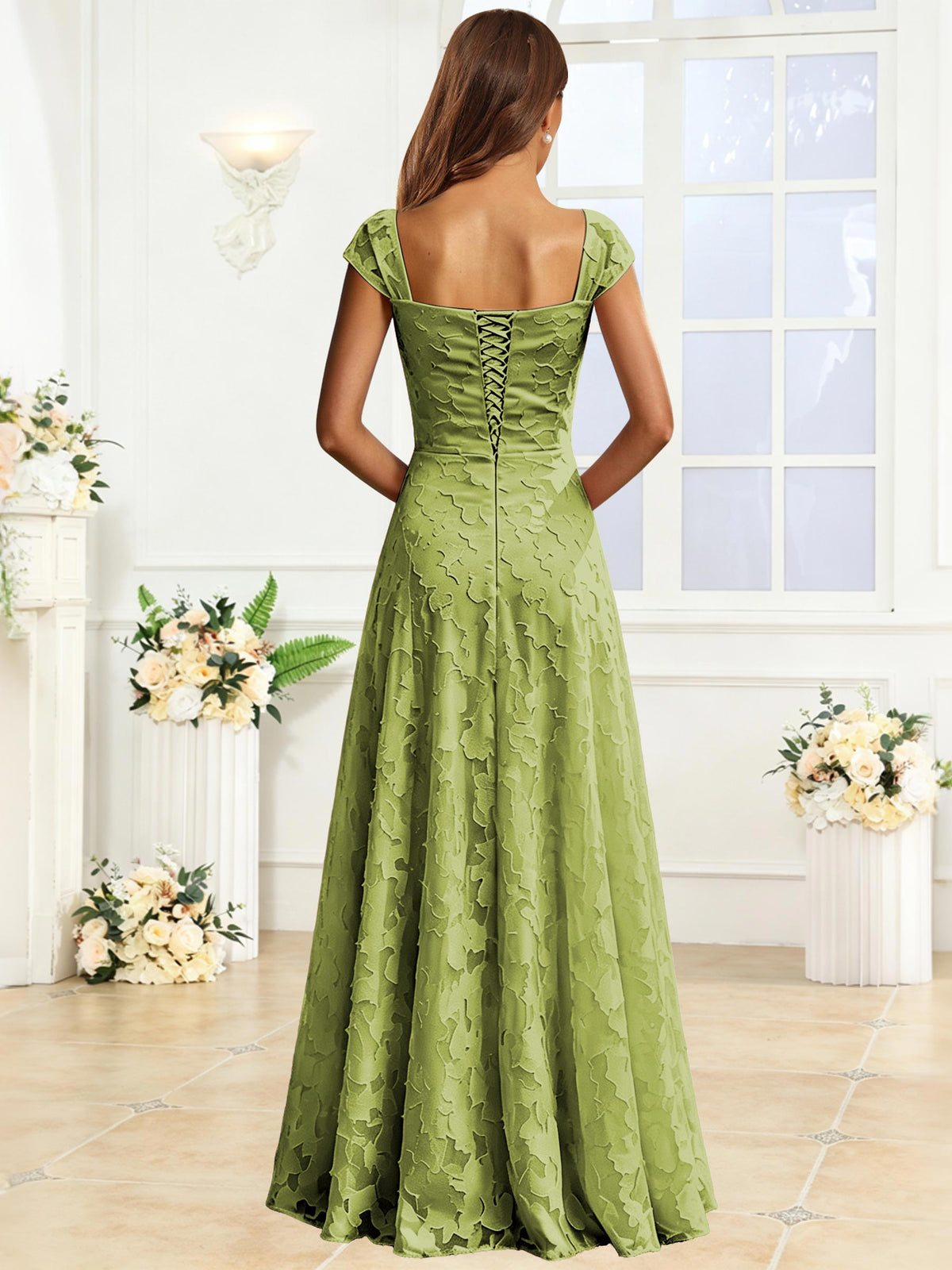 A-Line Floral Lace Bridesmaid Dress