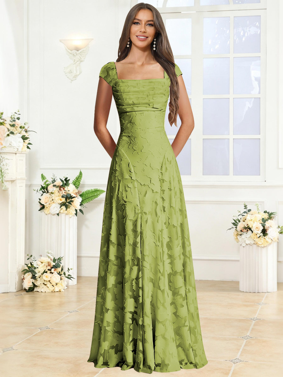 A-Line Floral Lace Bridesmaid Dress