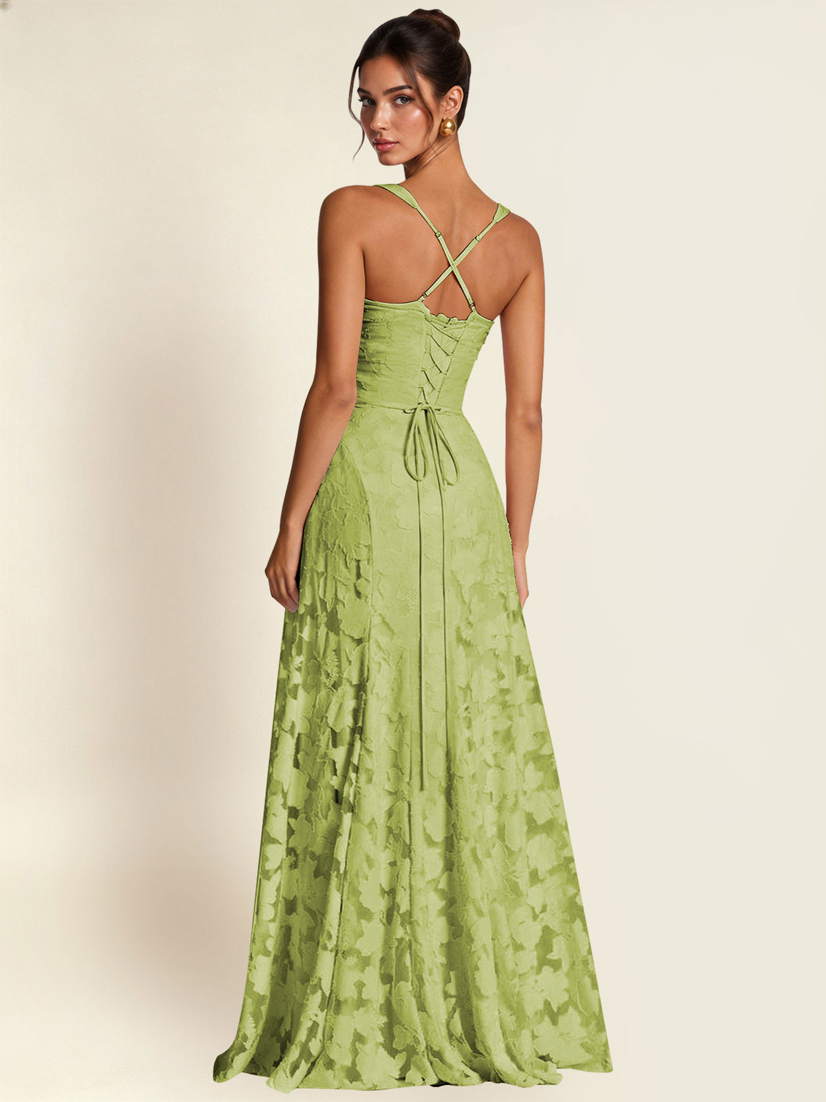 Floral Jacquard A Line Maxi Bridesmaid Dress