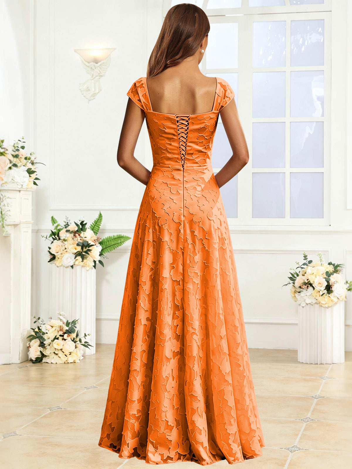 A-Line Floral Lace Bridesmaid Dress