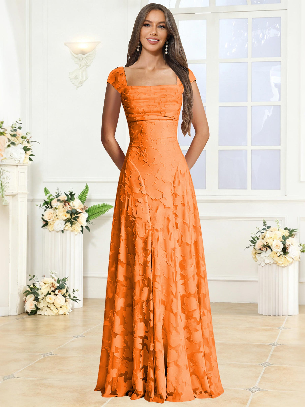 A-Line Floral Lace Bridesmaid Dress