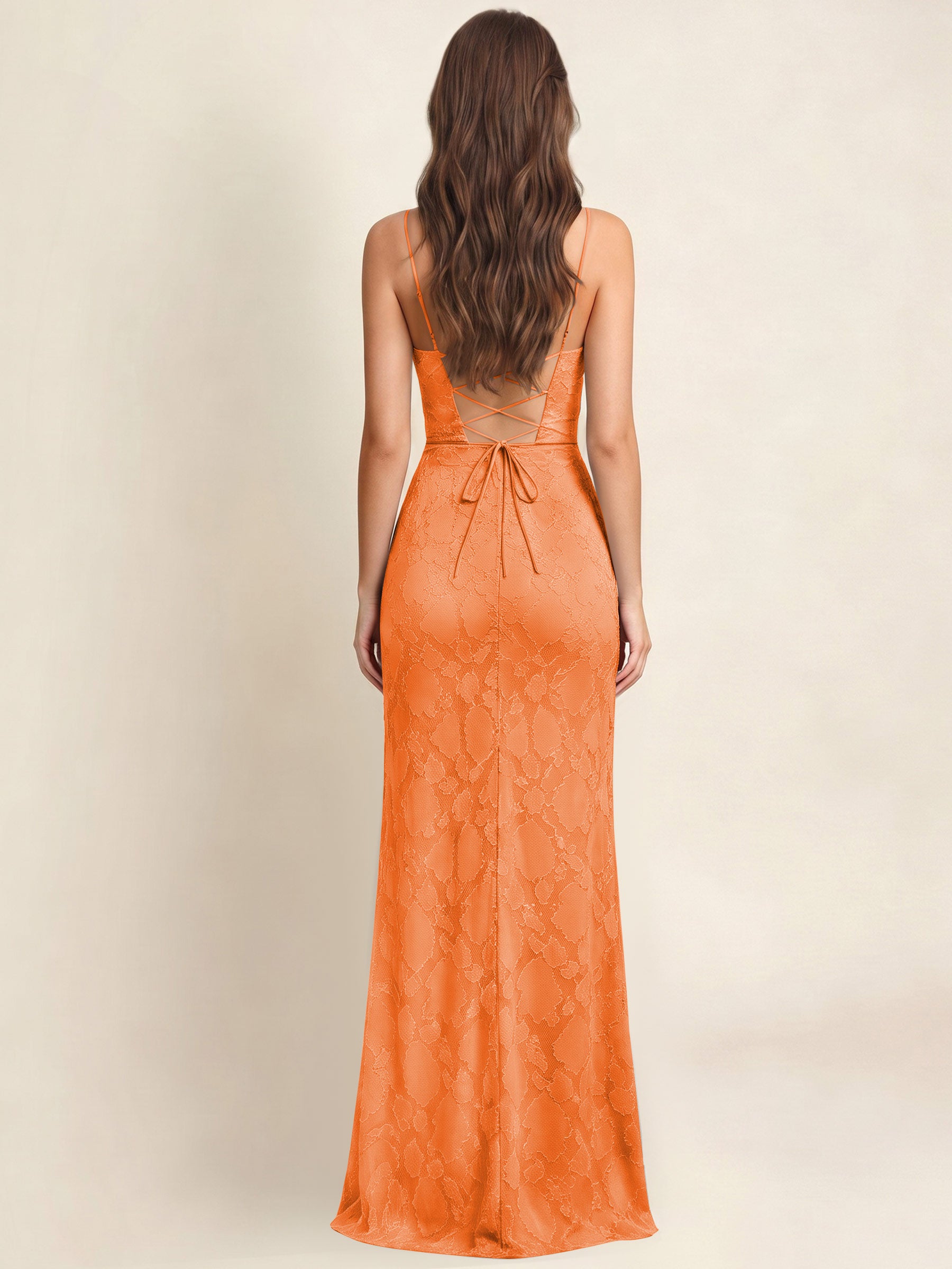 ROVDESY  Cowl Neck Ruffle Mermaid Chiffon Jacquard Bridesmaid/Prom Dress With Slit