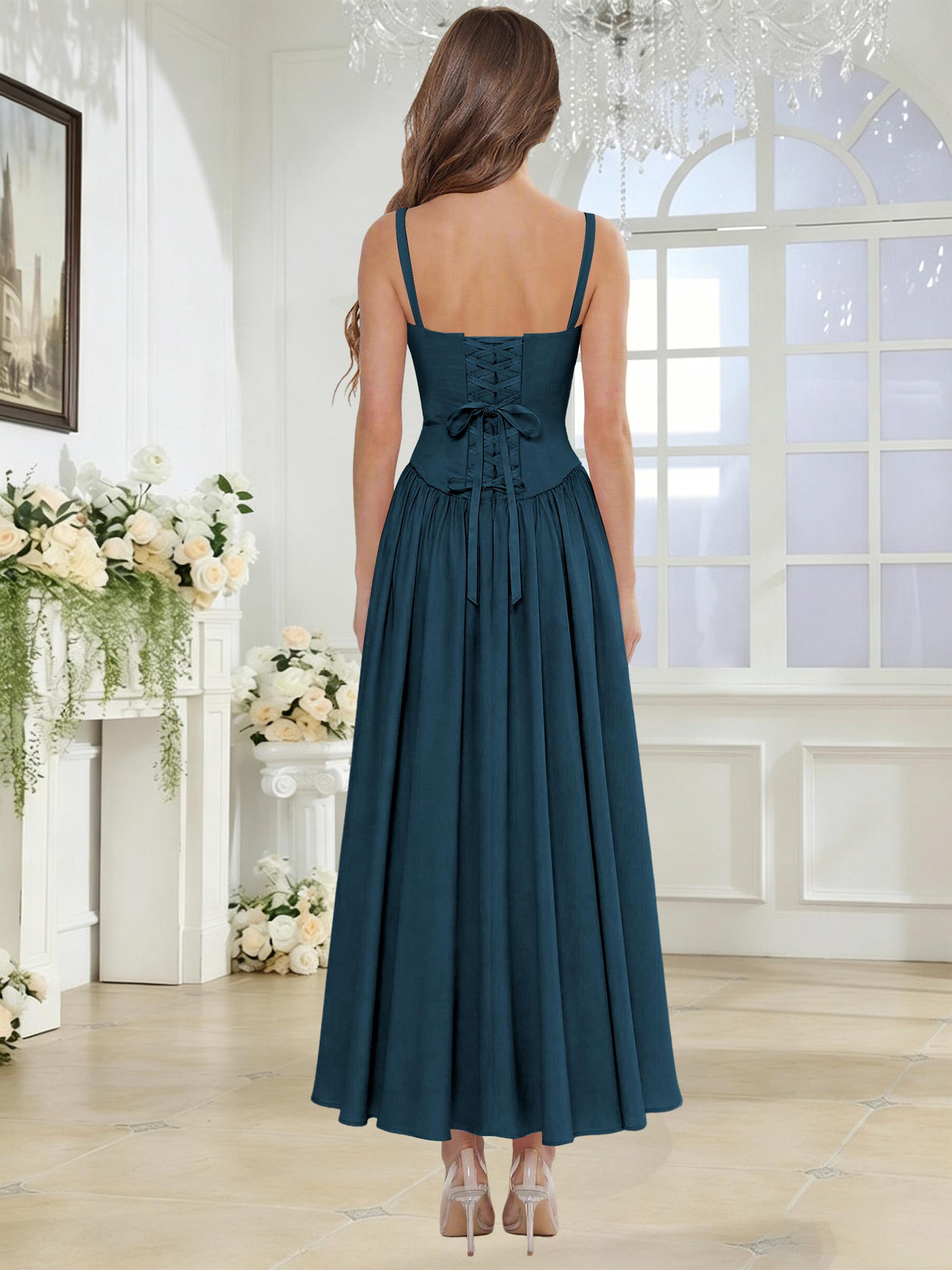 Spaghetti Strap Chiffon Ruched A Line Bridesmaid Dress