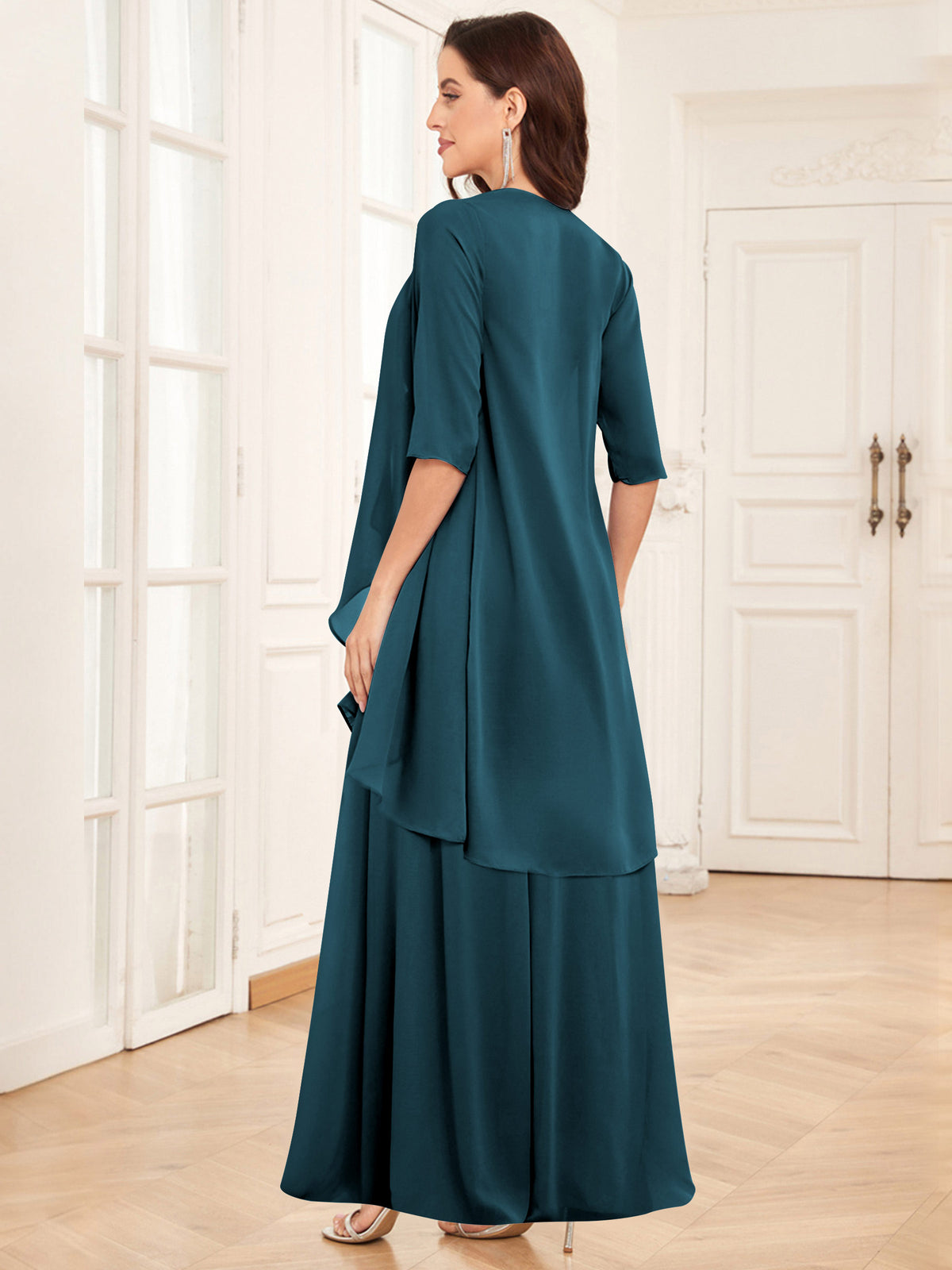 2 Pieces Chiffon A Line Mother of the Bride Dress with Jacket