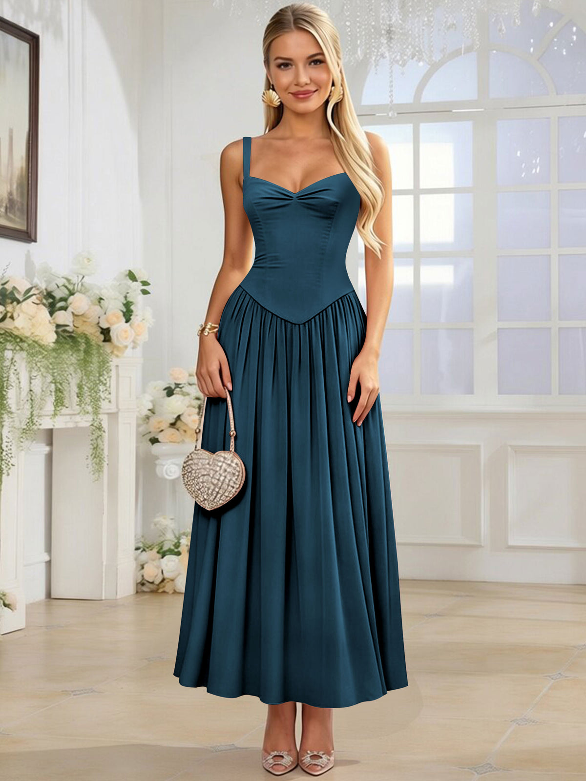 Spaghetti Strap Chiffon Ruched A Line Bridesmaid Dress