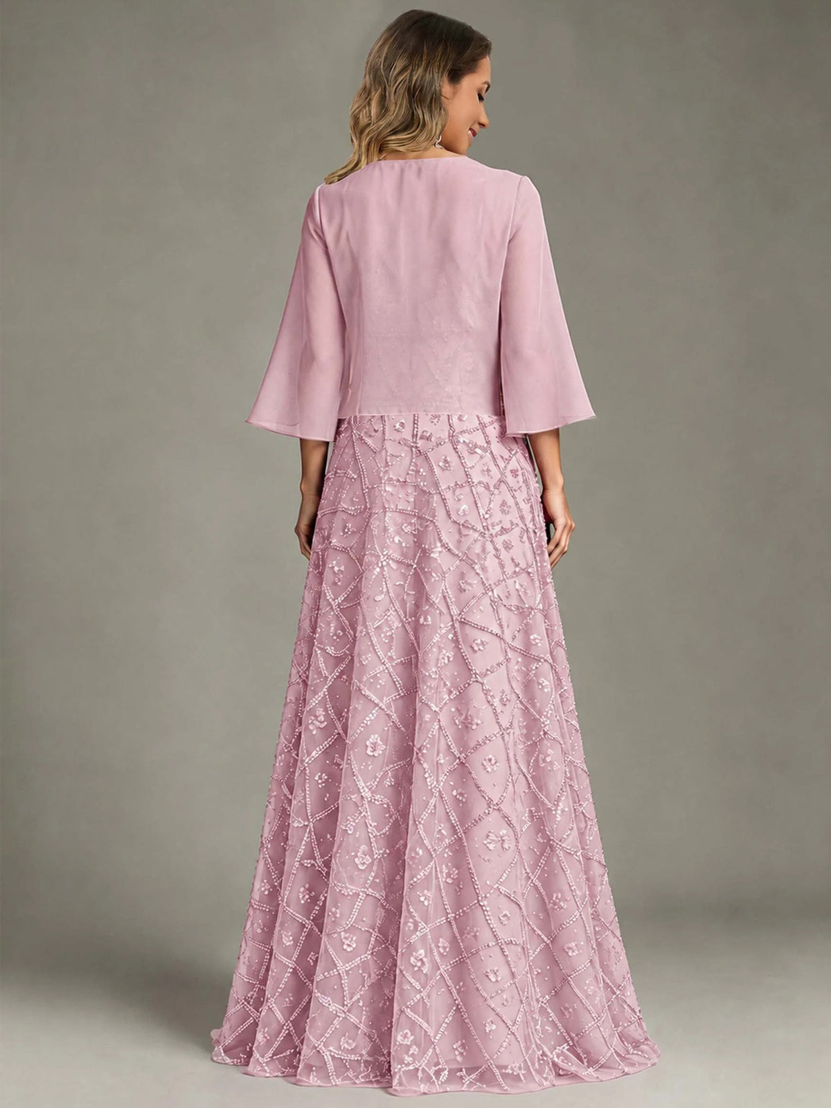 2 Pieces Sequin Long Mother of The Bride Dress with Jacket
