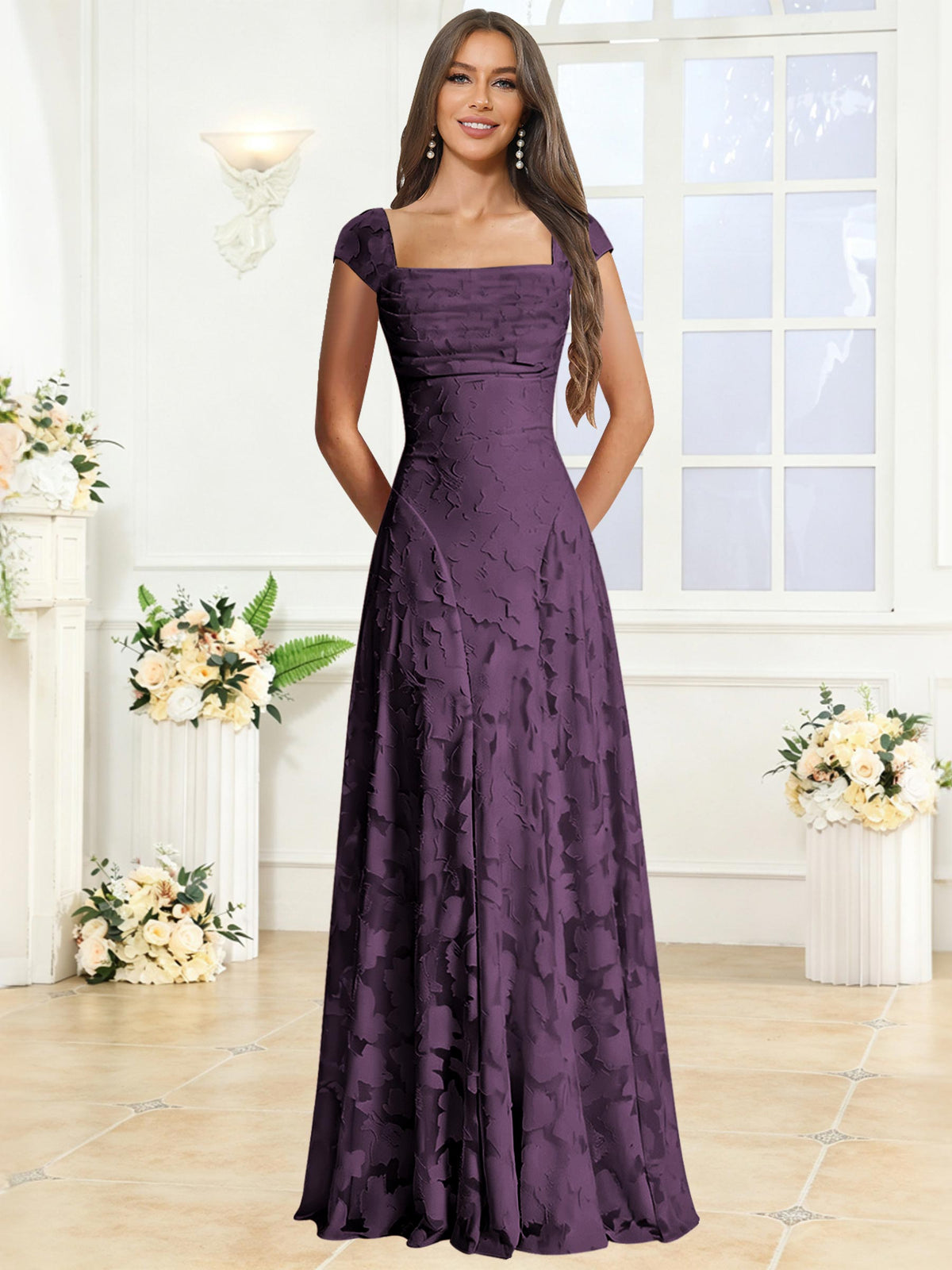 A-Line Floral Lace Bridesmaid Dress
