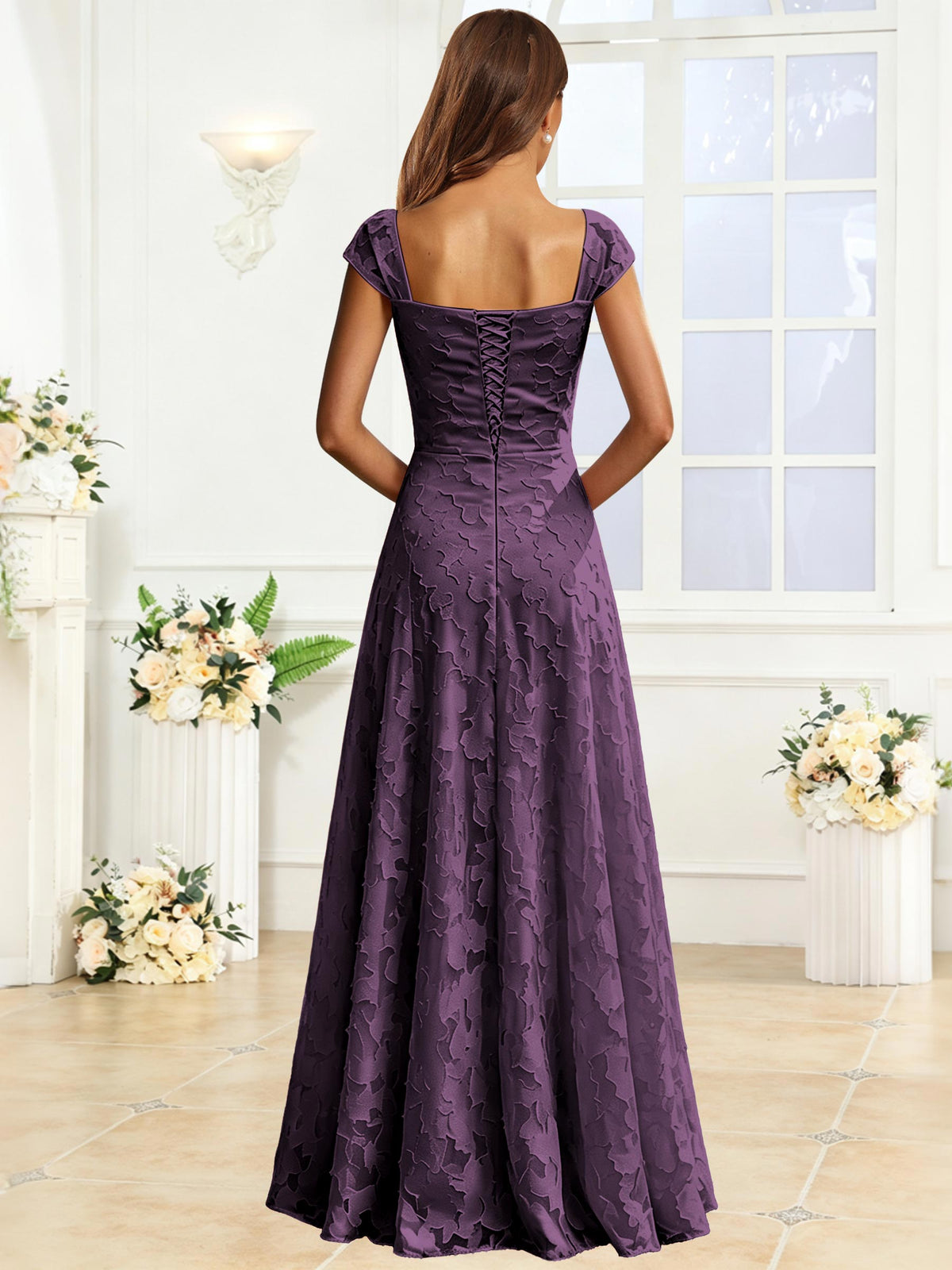 A-Line Floral Lace Bridesmaid Dress