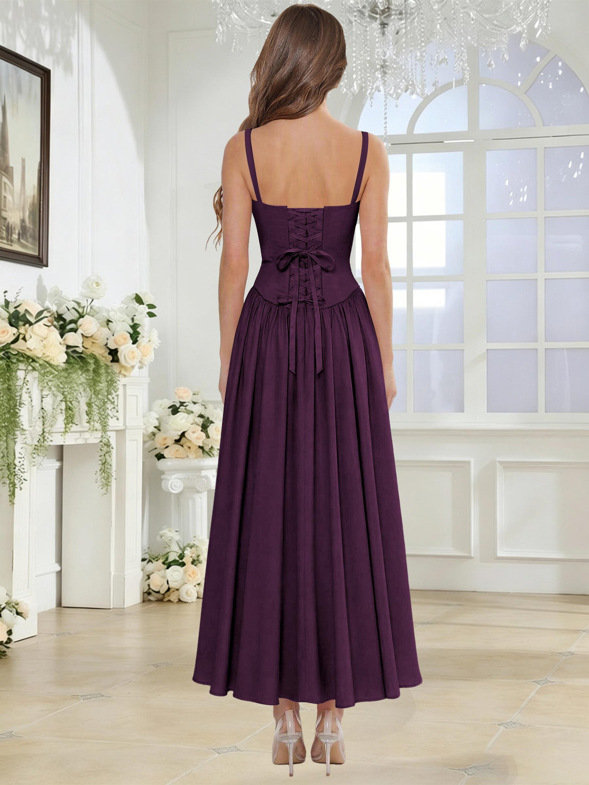Spaghetti Strap Chiffon Ruched A Line Bridesmaid Dress