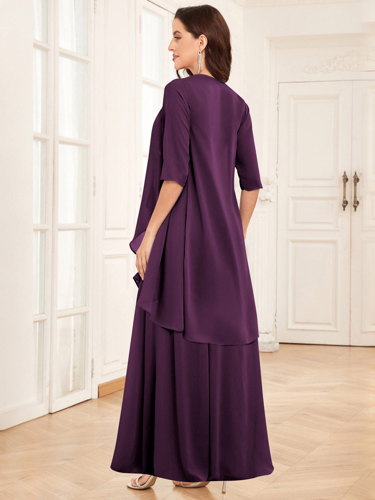2 Pieces Chiffon A Line Mother of the Bride Dress with Jacket