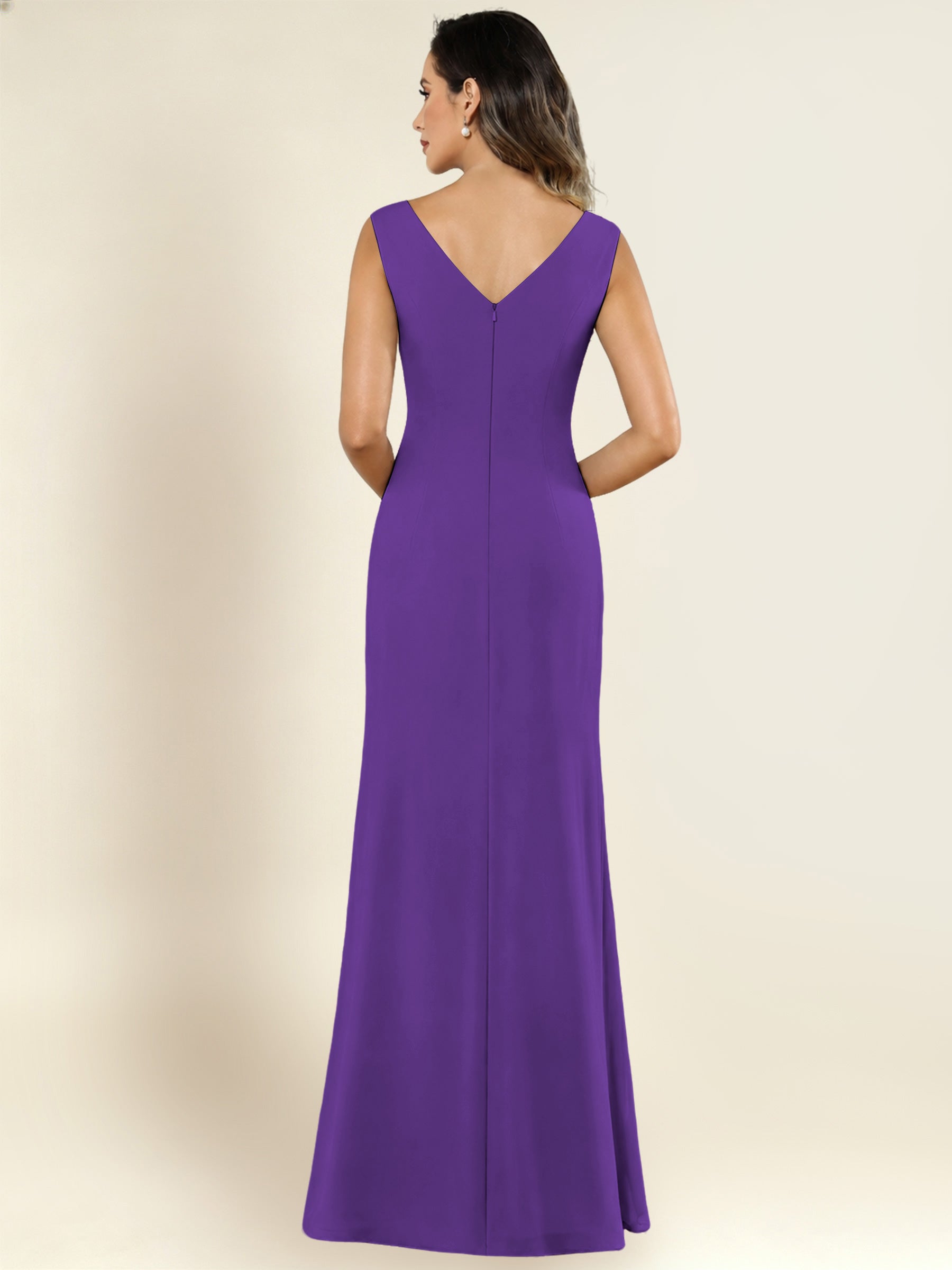 ROVDESY 2 Pieces V-Neck Sequin Chiffon Long Mother Of The Bride Dress With Long Sleeve Jacket