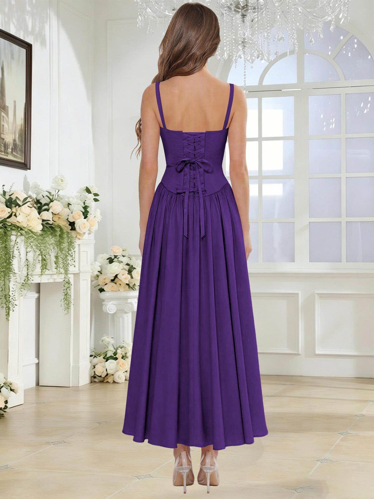 Spaghetti Strap Chiffon Ruched A Line Bridesmaid Dress