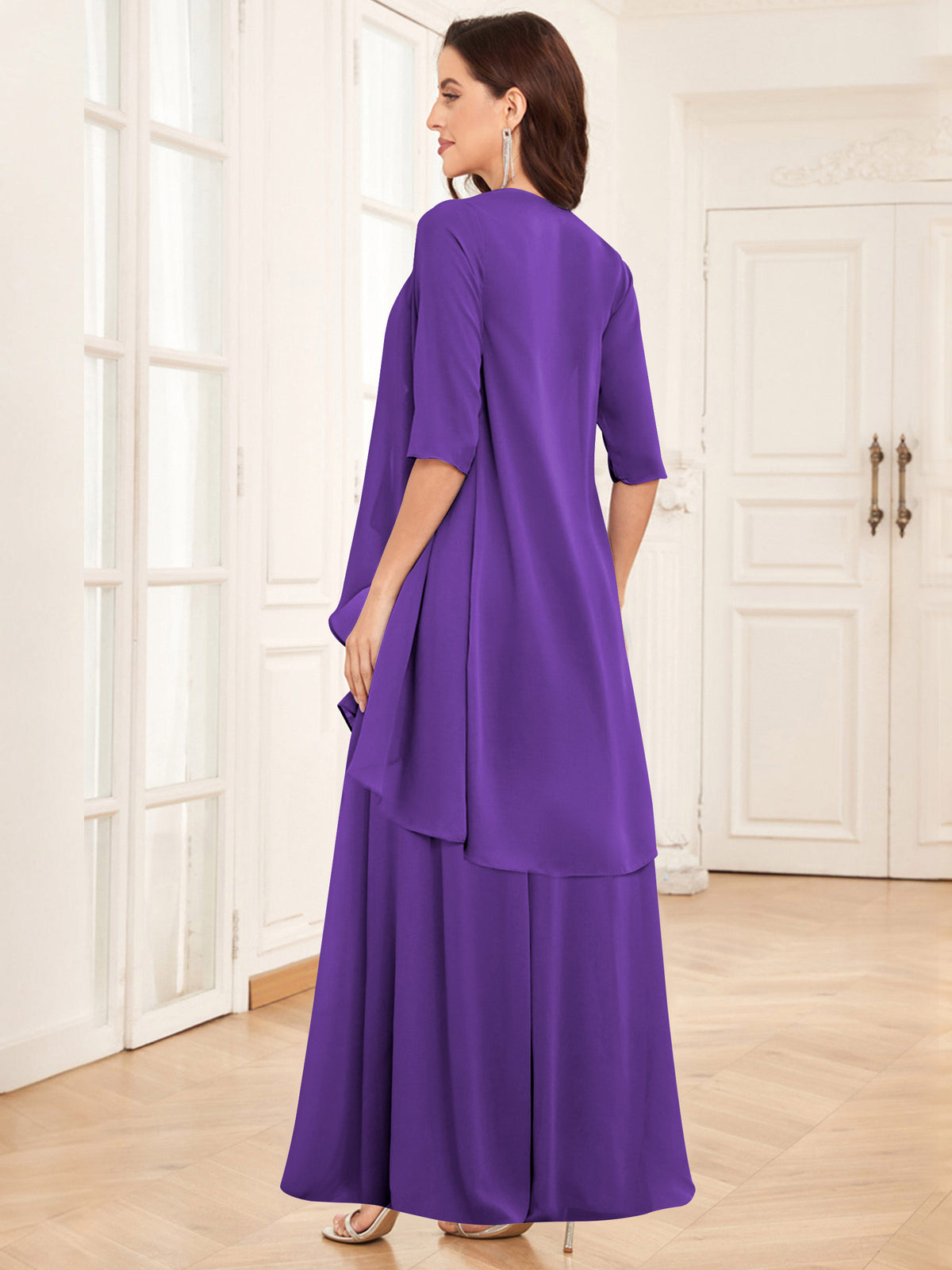 2 Pieces Chiffon A Line Mother of the Bride Dress with Jacket