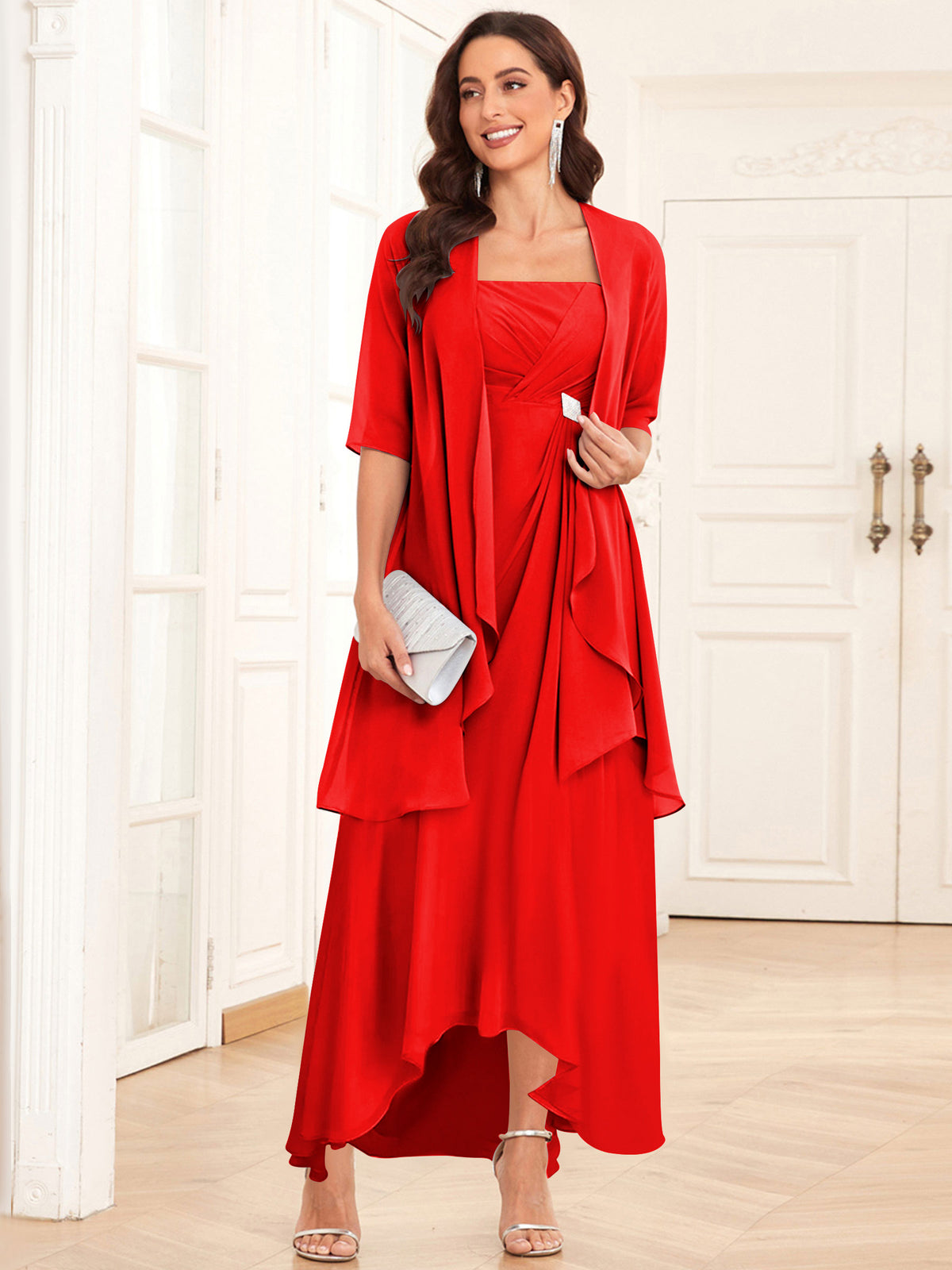 2 Pieces Chiffon A Line Mother of the Bride Dress with Jacket