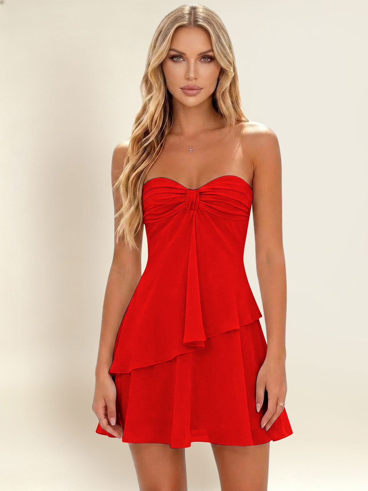 Strapless A-Line Ruffled Chiffon Homecoming Mini Dress
