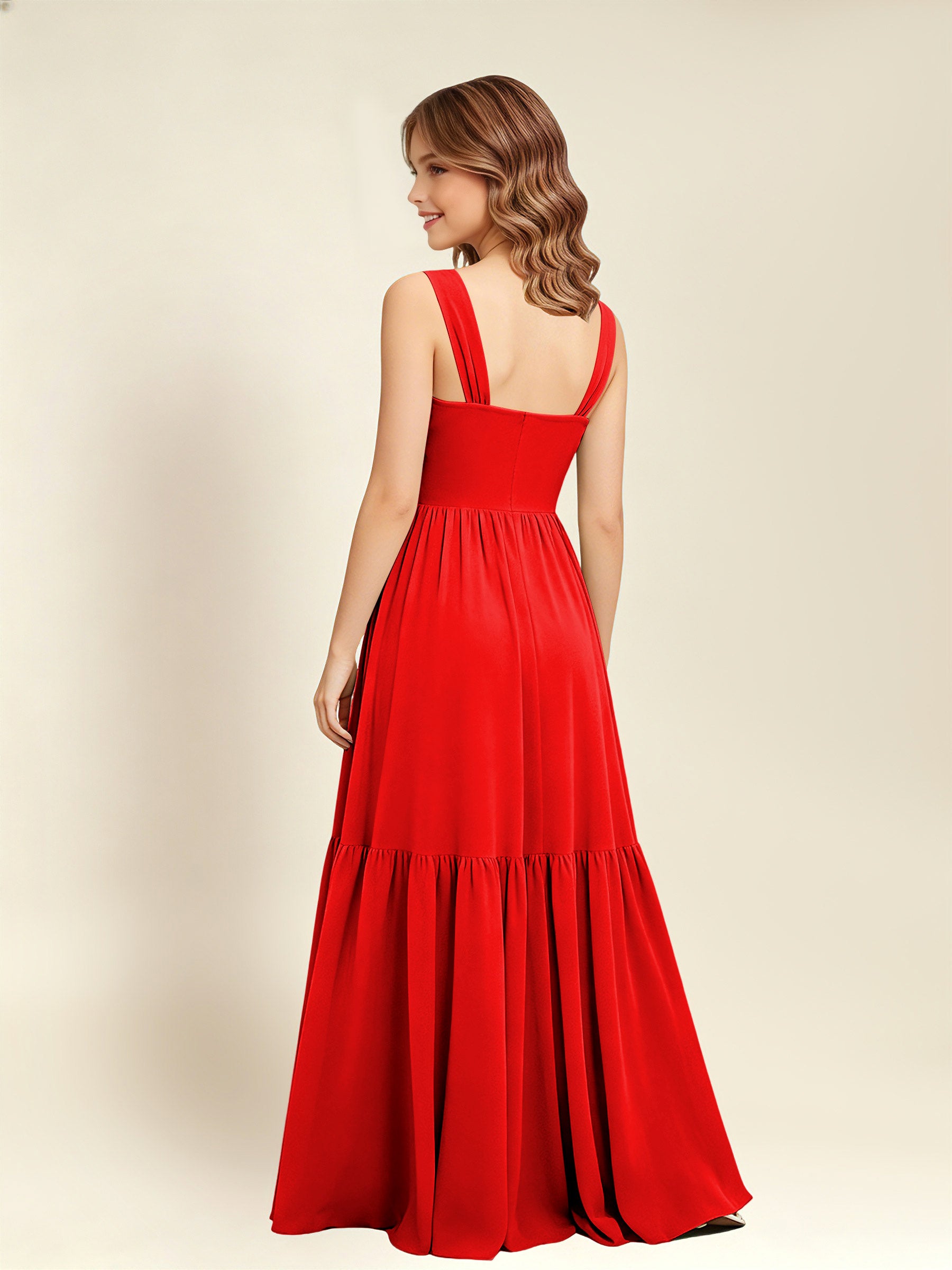 ROVDESY A-Line Square Neck Chiffon  Junior Bridesmaid Dress
