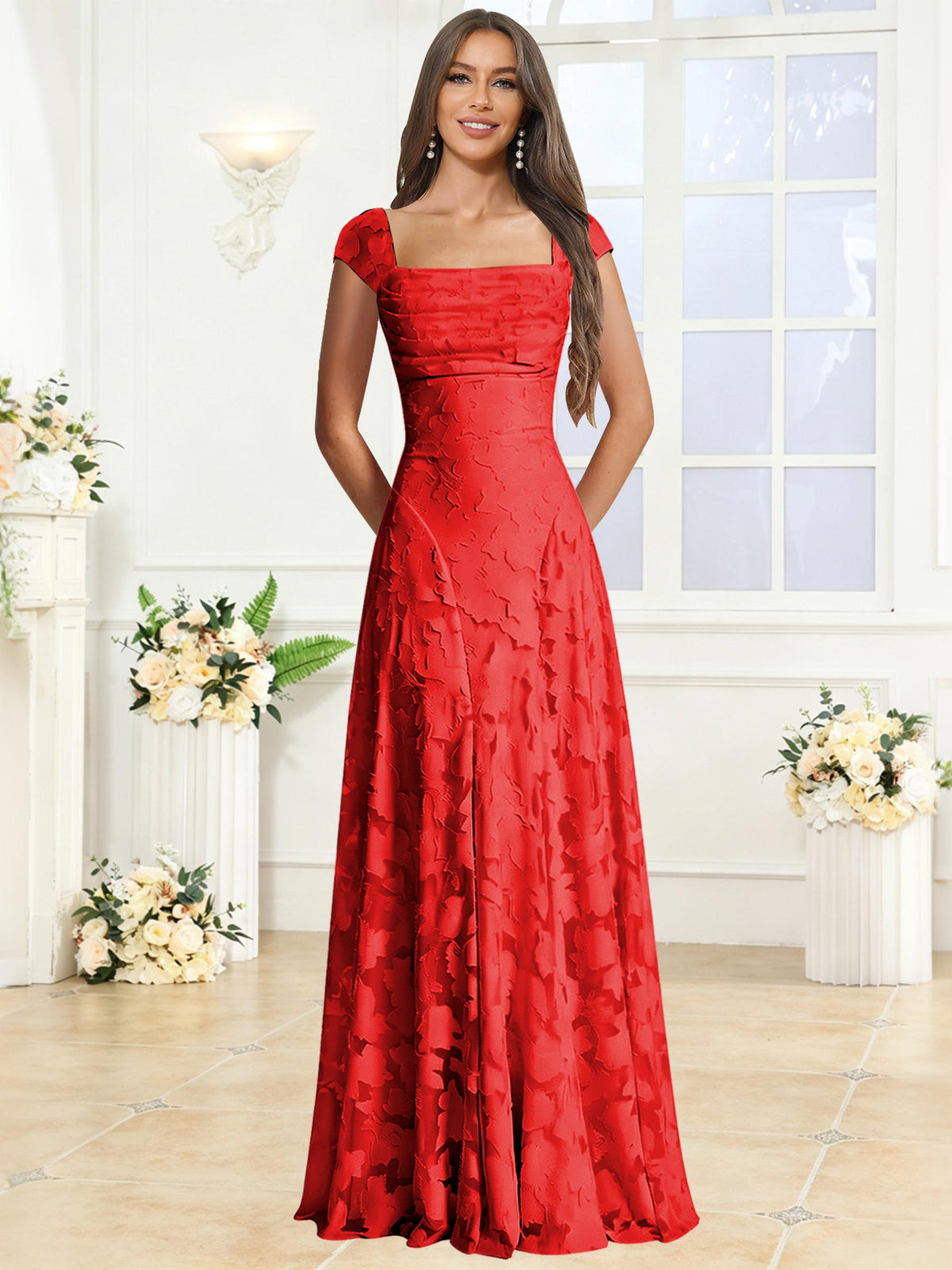 A-Line Floral Lace Bridesmaid Dress