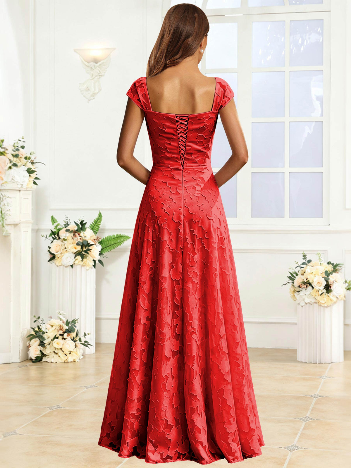 A-Line Floral Lace Bridesmaid Dress