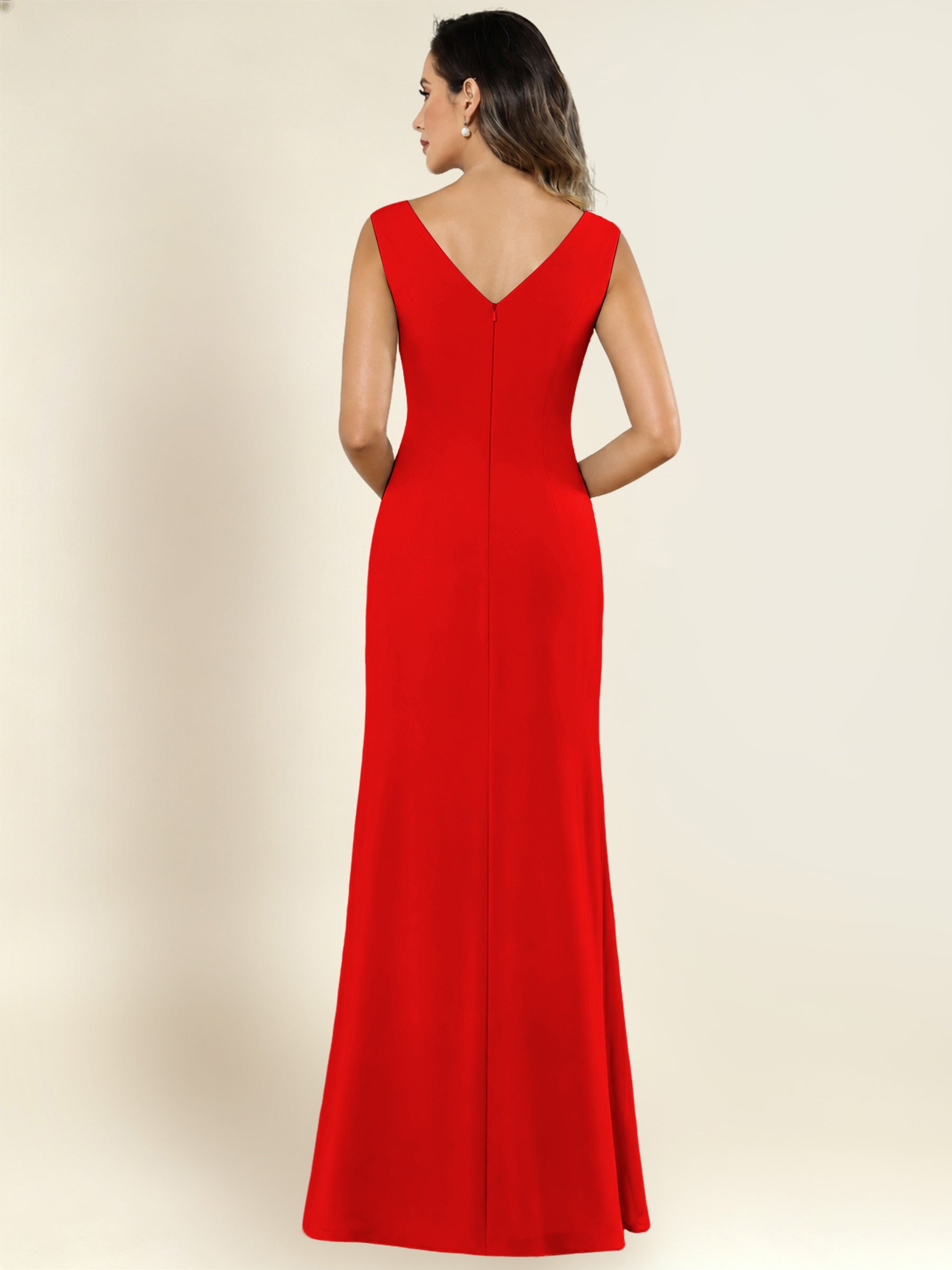 ROVDESY 2 Pieces V-Neck Sequin Chiffon Long Mother Of The Bride Dress With Long Sleeve Jacket