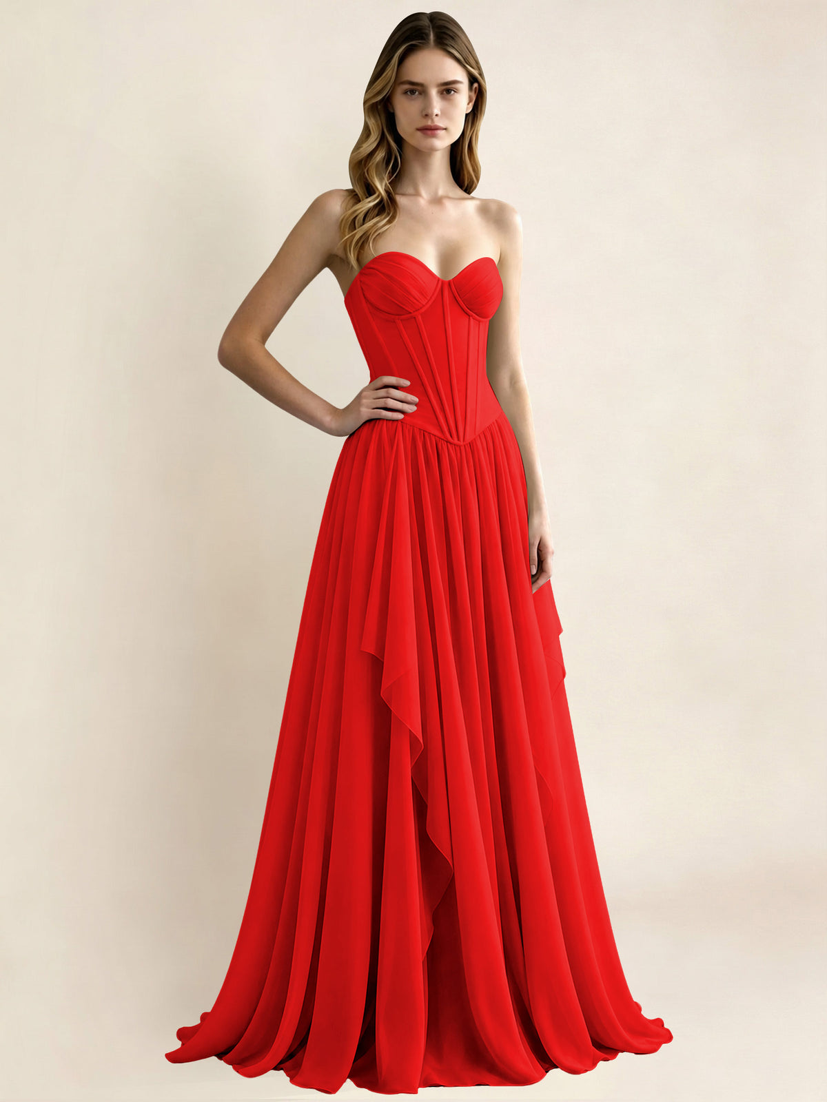 Sweetheart Chiffon Pleated A Line Bridesmaid Formal Dress