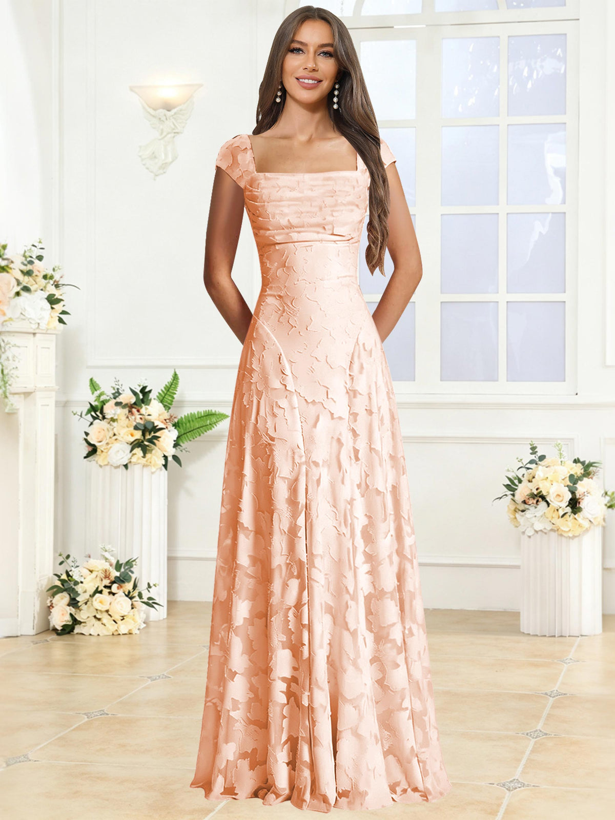 A-Line Floral Lace Bridesmaid Dress